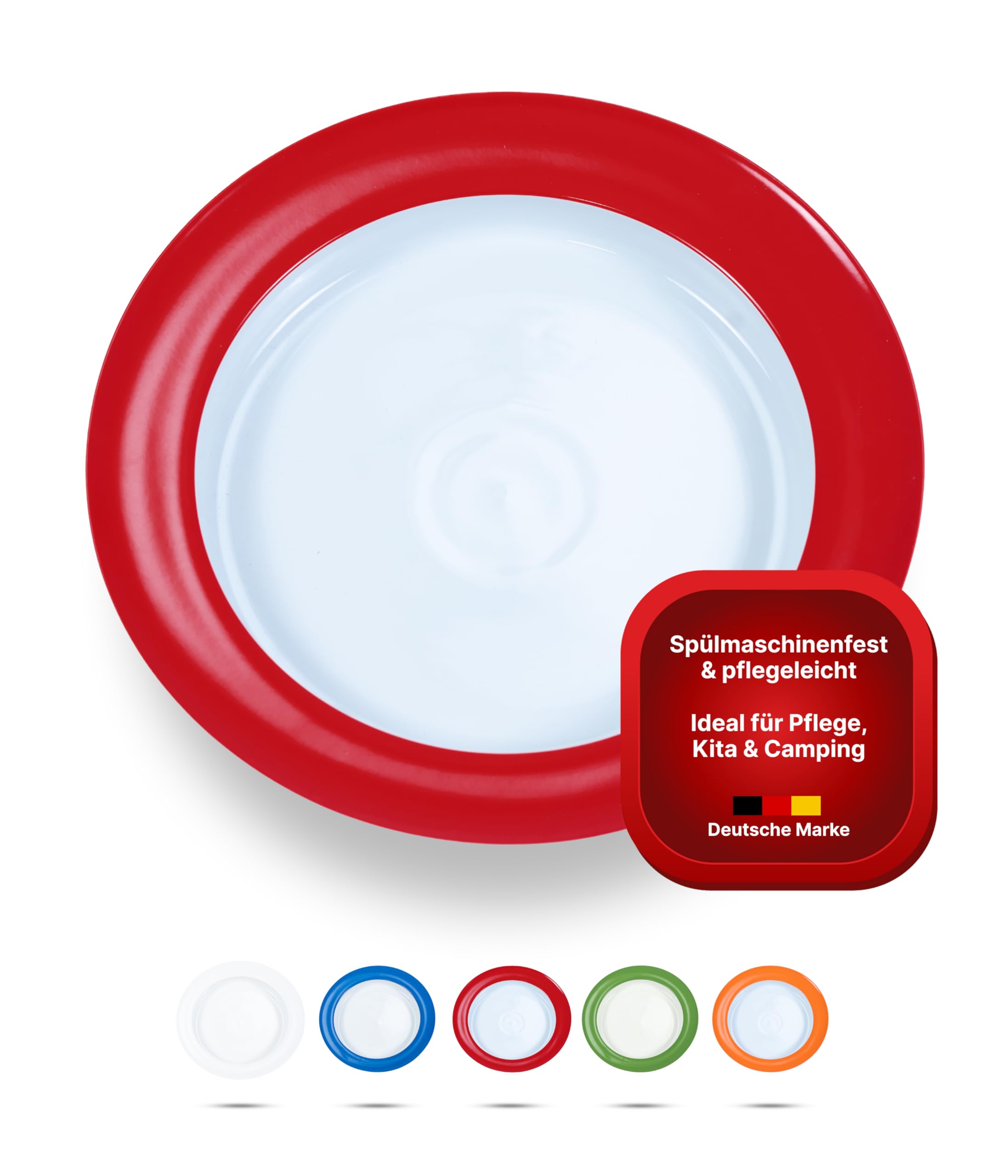 Assiette creuse rouge 22 cm antidérapante avec bord coulissant ergonomique