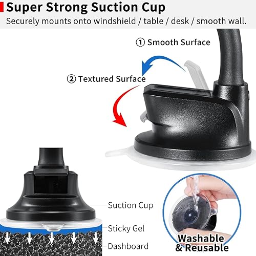 Miniatura 5 de APPS2Car Magnetic Phone Holder for Car, Anti-Shake Dashboard & Windshield Phone Mount for Truck [Flexible Long Arm], Gooseneck Car Phone Holder [6