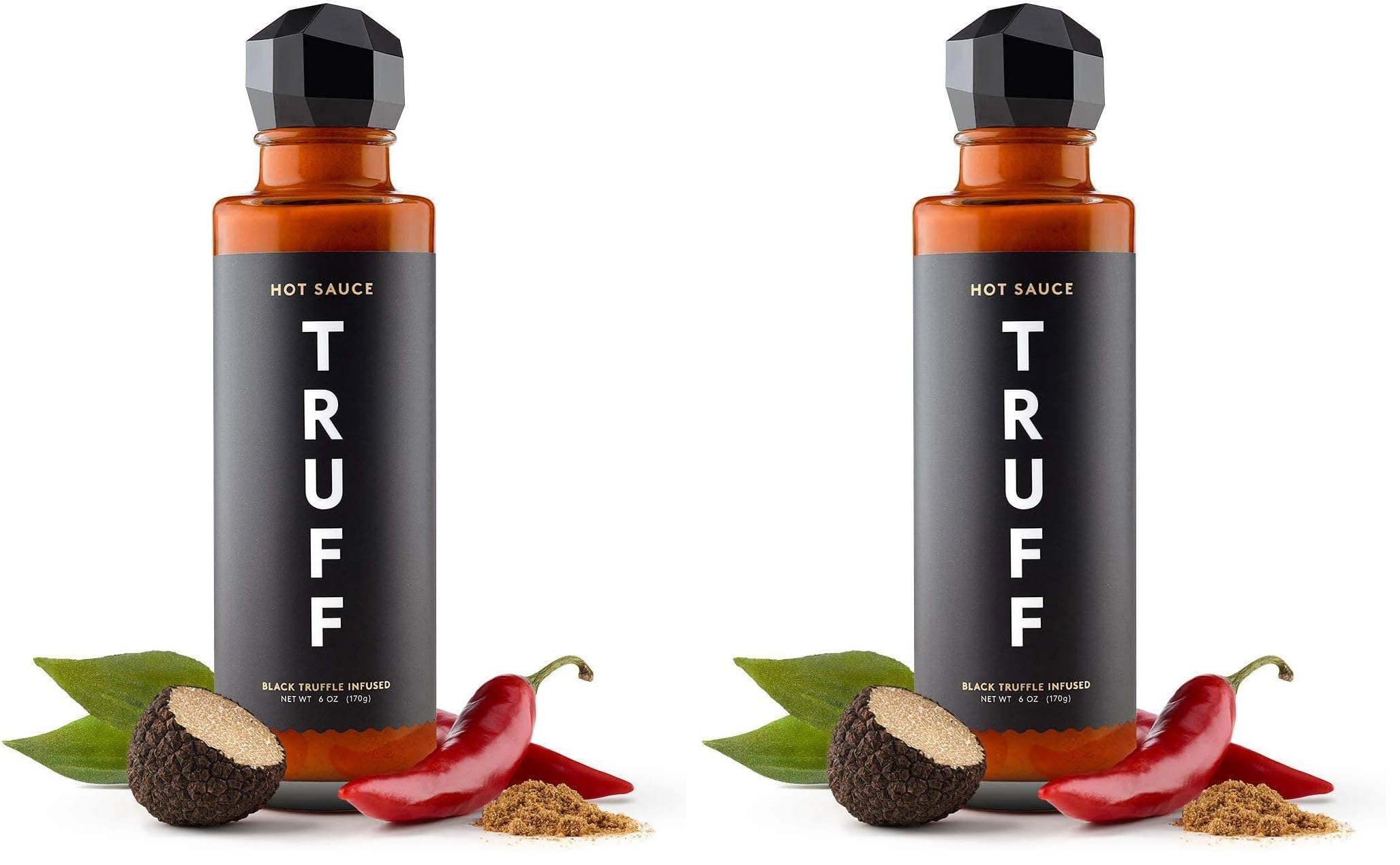 TRUFF Original Black Truffle Hot Sauce, Gourmet Hot Sauce with Ripe Chili Peppers, Black Truffle Oil, Organic Agave Nectar, Unique Flavor Experience in a Bottle, 6 oz. (Pack of 2)