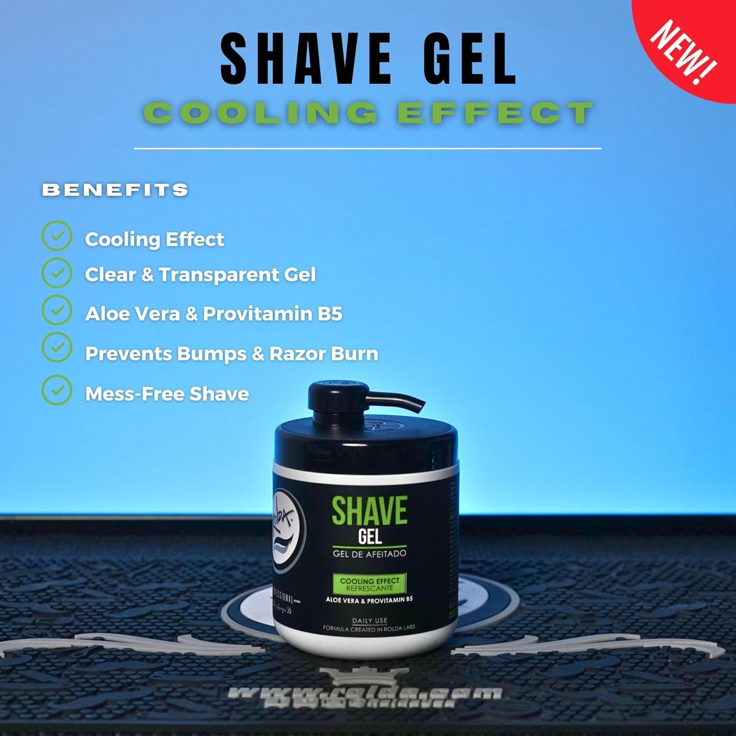 Rolda Refreshing Shave Gel For Sensitive Skin - Clear Non-Foaming Shaving Gel for Men With Aloe Vera, Pro-Vitamin B5 (17.63oz | 500g) - Image 4