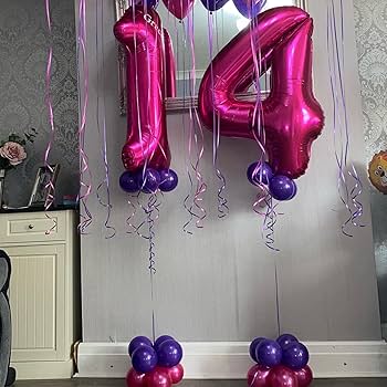 Amazon | 40インチ ホットピンク 14 数字 風船 巨大 14個