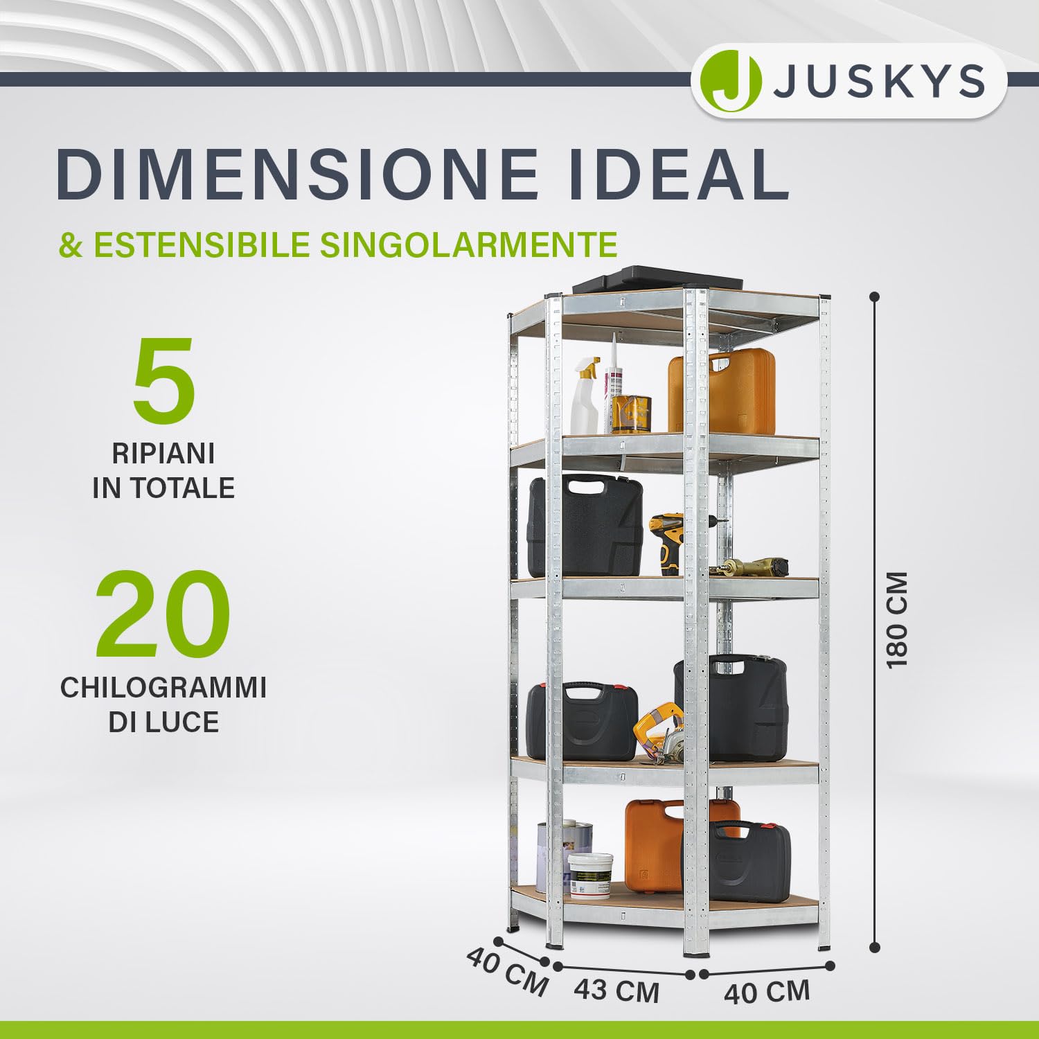 Scaffale Metallico 3 Ripiani 100x70x60cm - Portata 175kg Per Garage E Cantina - Bianco - Foto 2