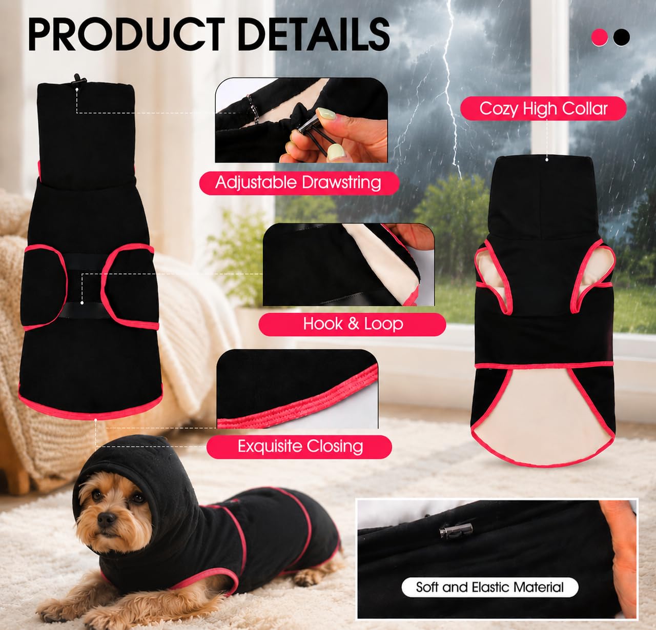 Manteau pour lévrier italien avec bandes réglables - Pull confortable à col roulé - Veste douce et élégante pour chiens de petite, moyenne et grande taille
