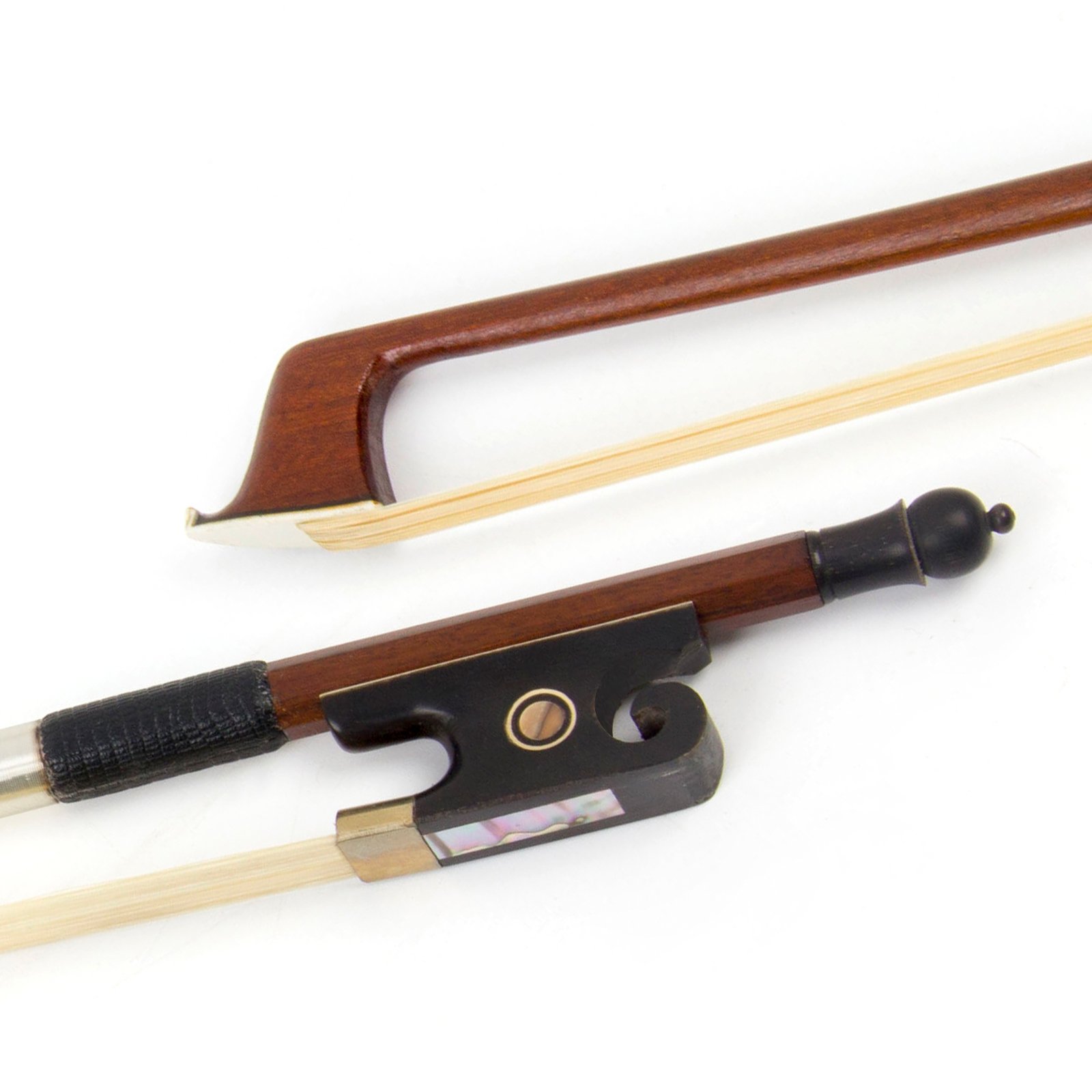 Kmise Violin Bow 4/4 Sandalwood Bows for Fiddle Octagonal Round Stick with Mongolian Horse Hair Ox Horn Frog Silver Wire Winding for Beginners and Advanced Players