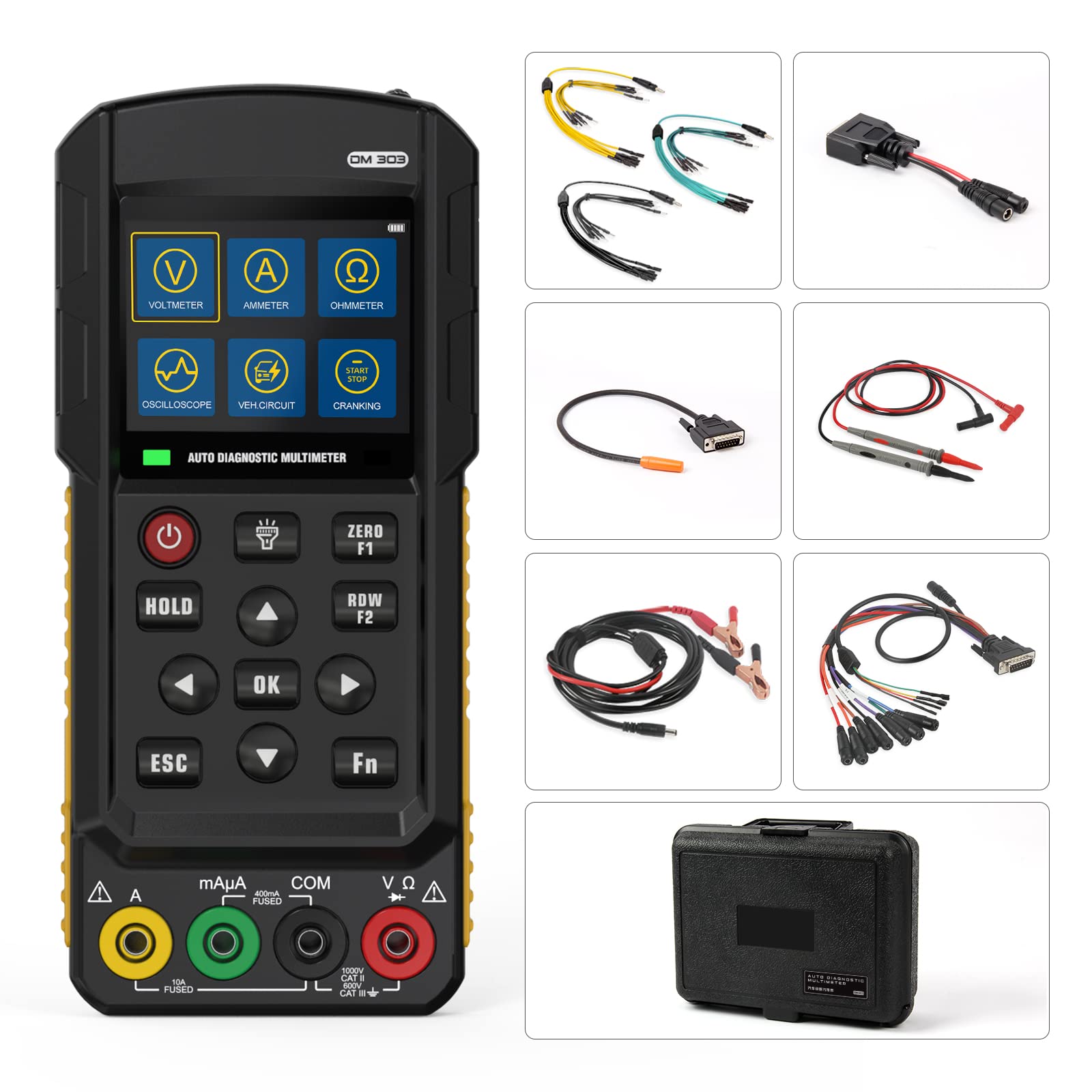 Handheld Oszilloskop Multimeter, DM303 Automotive Oszilloskop Digital Multimeter Analog Signal Frequenz Linie Detektor Test Stift, messen AC/DC Spannung und Strom