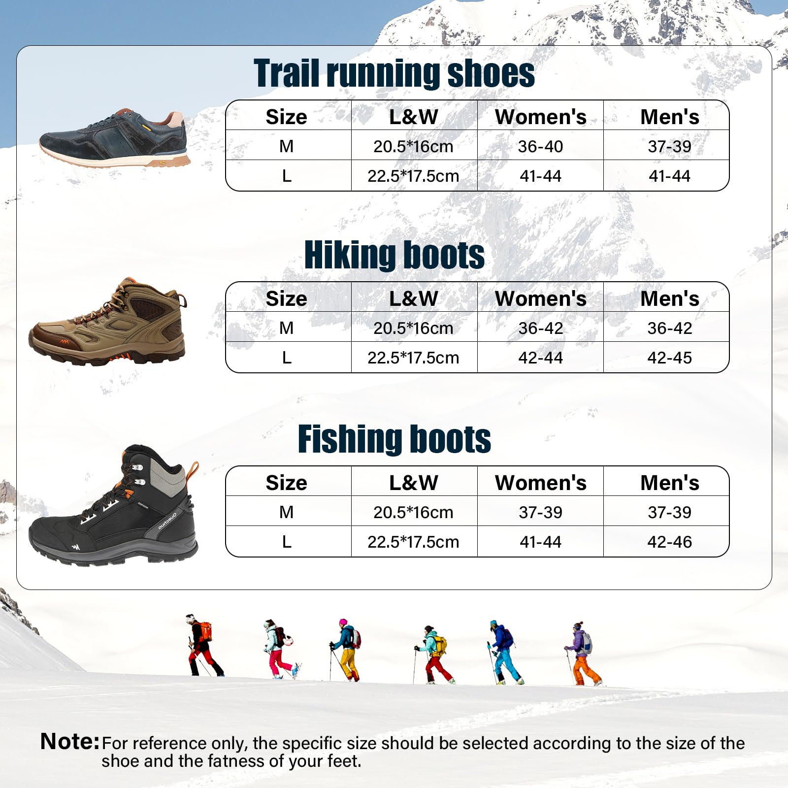 Steigeisen für Bergschuhe mit 24 Zähne, Spikes für Wanderschuhe,Verdickte Schuhkrallen aus Edelstahl,für Walking, Joggen, Klettern und Wandern (M)