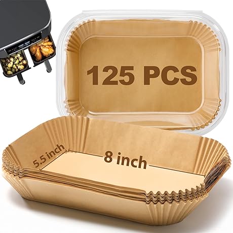 XL Rectangle Air Fryer Liners Disposable - 125 Pcs 8" x 5.5"