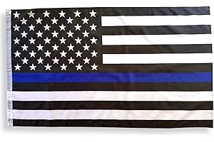 Thin Blue Line American Flag 3x5ft with Brass Grommets for Police Support