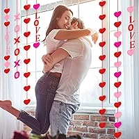Vista 5 de Boao 100 guirnaldas colgantes de corazón de fieltro de San Valentín con 10 cuerdas para decoración de San Valentín para aniversario de bricolaje