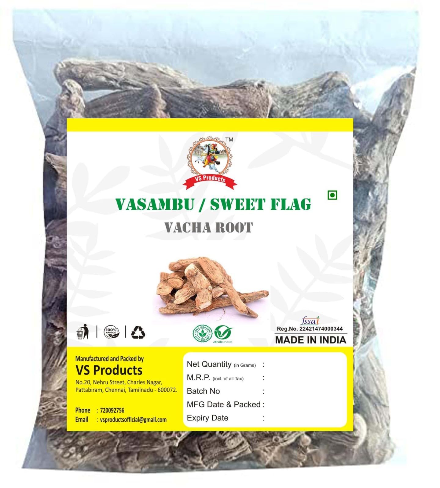 VS Products Dried Vasambu 100g, Vacha Root, Sweet Flag, Acrous Calamus, Vayambu Root (Pack of 1 x 100g) (B09GP73JKM) Amazon Price History, Amazon Price Tracker