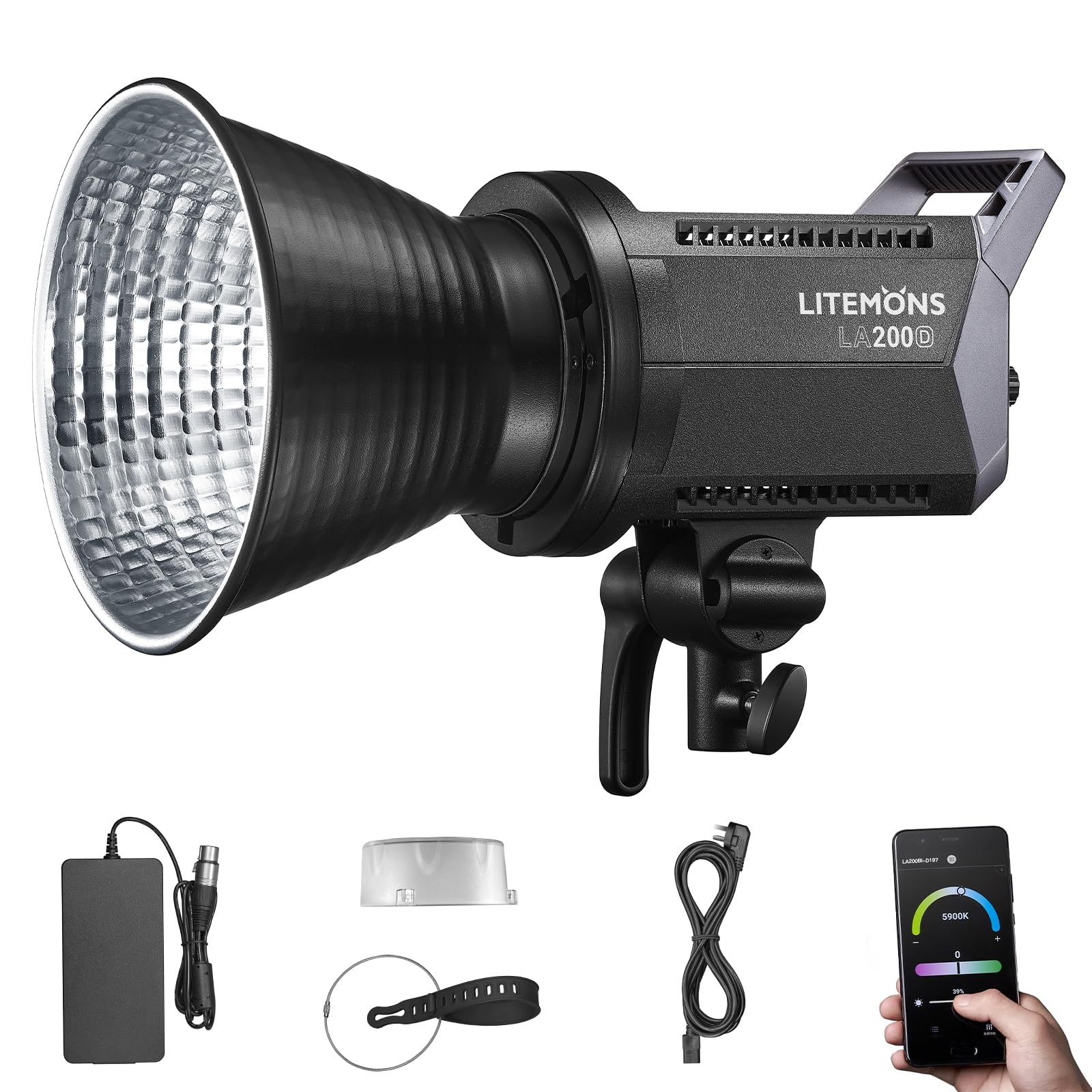 Godox Litemons LA200D Luce Video Led 230W,Daylight Continuous Output Light 5600K CRI 96+ TLCI 97+,101000lux con 8 effetti FX Bowens Mount e controllo APP per Livestreaming, video, Youtuber, Studio