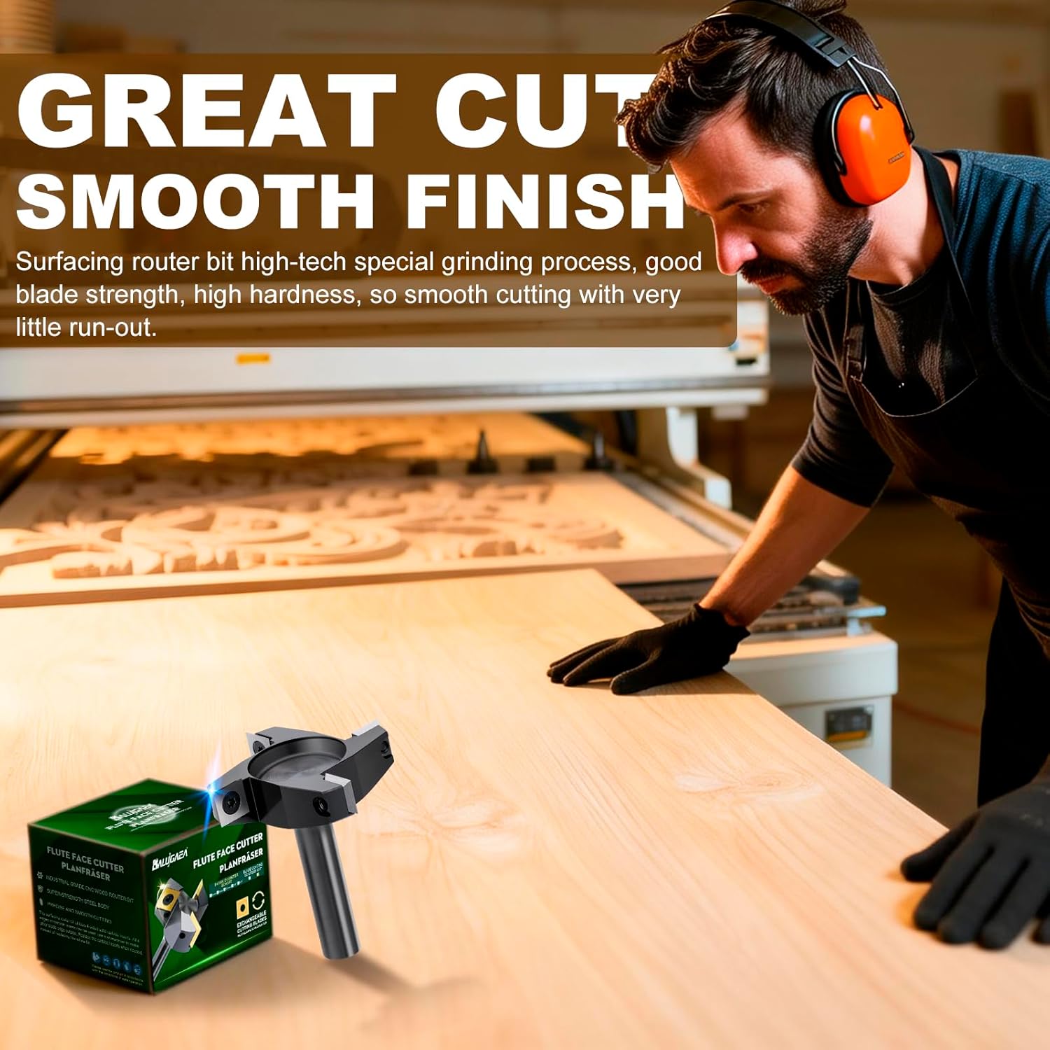 CNC Spoilboard Surfacing Router Bit 1/2'' Shank, Slab Flattening Router Bit with 2-1/2" Cutting Diameter, Planing Bit for Woodworking