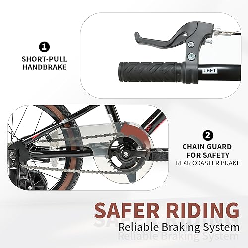 Miniatura 3 de JMMD Bicicleta para niños de 4 a 12 años de edad, niños y niñas, bicicleta para niños de 14, 16 y 18 pulgadas, con ruedas de entrenamiento y