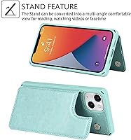 Vista 6 de Cavor Funda para iPhone 13 con tarjetero, funda tipo cartera para mujeres y hombres, fundas de teléfono para iPhone 13 con soporte y correa, funda