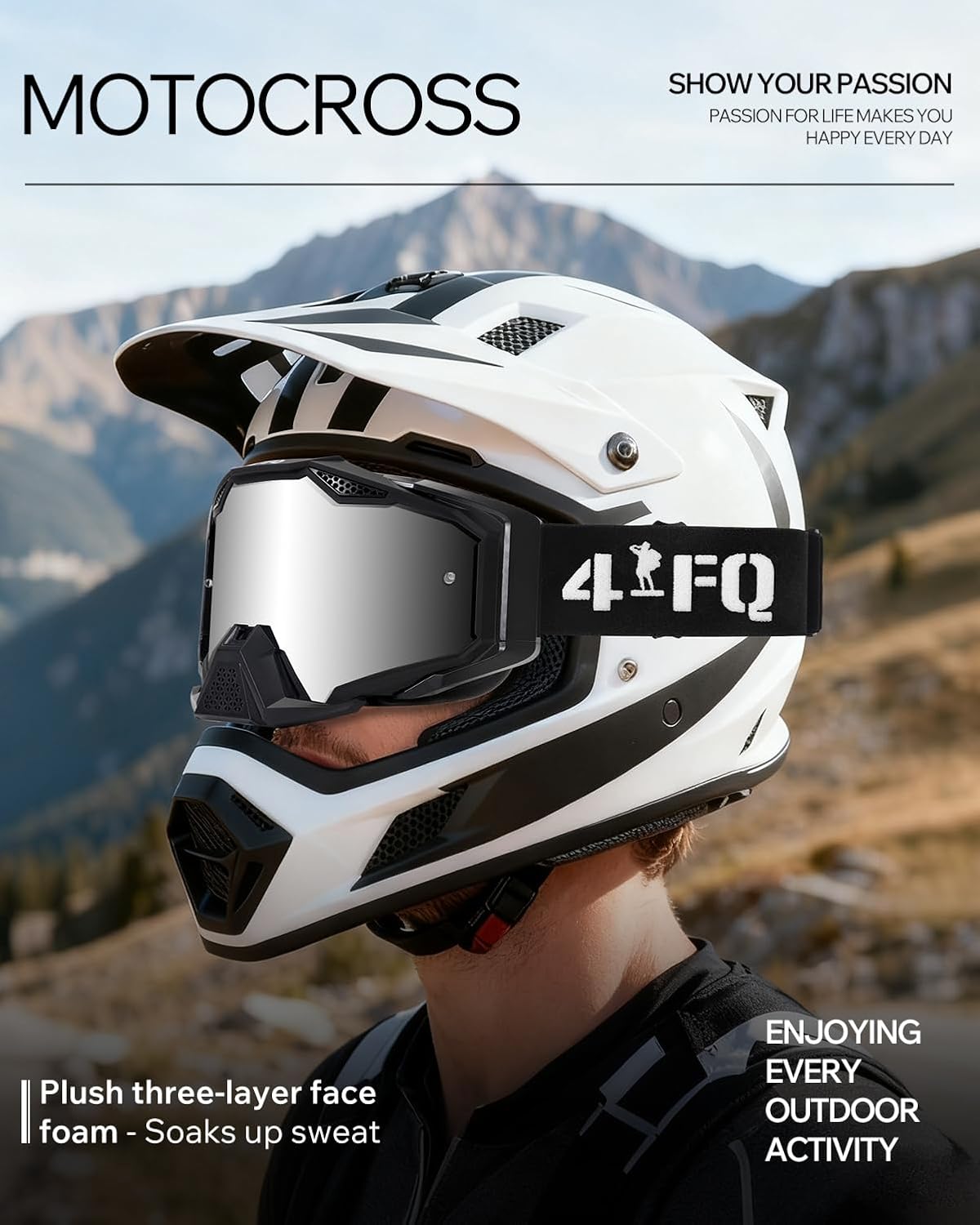 Motocross & Mountain Bike Goggles - ATV Dirt Bike Goggles MX MTB Racing Protective Eyewear for Men & Women - UV400 Protection Dustproof Anti-Fog Scratch Impact Resistant Lens - Anti-Slip Strap - Image 2