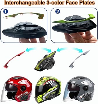 Motorbike Helmet Bluetooth intercom system,QSPORTPEAK Shark02 full duplex Wireless Motorbike Interphone for 2 Riders/Range1000m/Music sharing/Multi-country tone selection,One-step easy pairing(1 Pack)