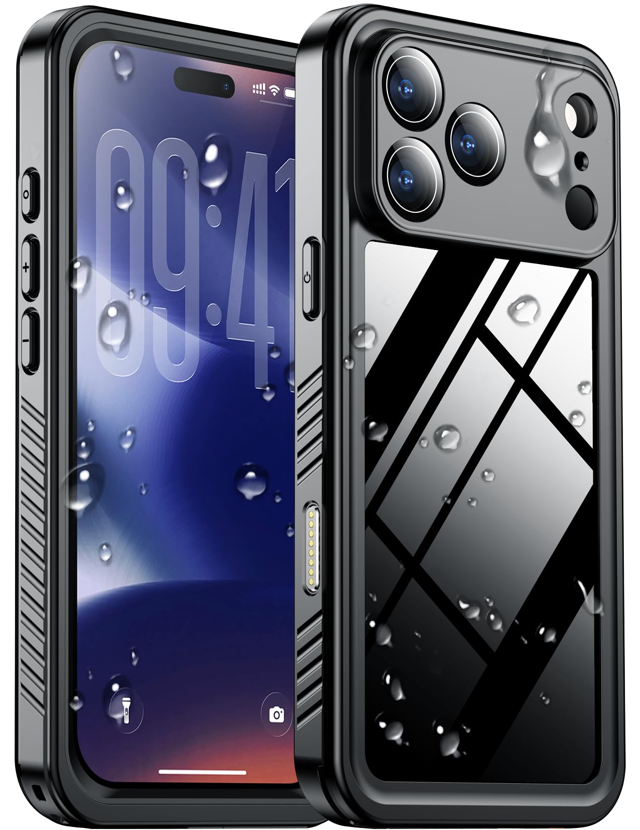 SPIDERCASE Custodia impermeabile per 18 Pro, nero/trasparente