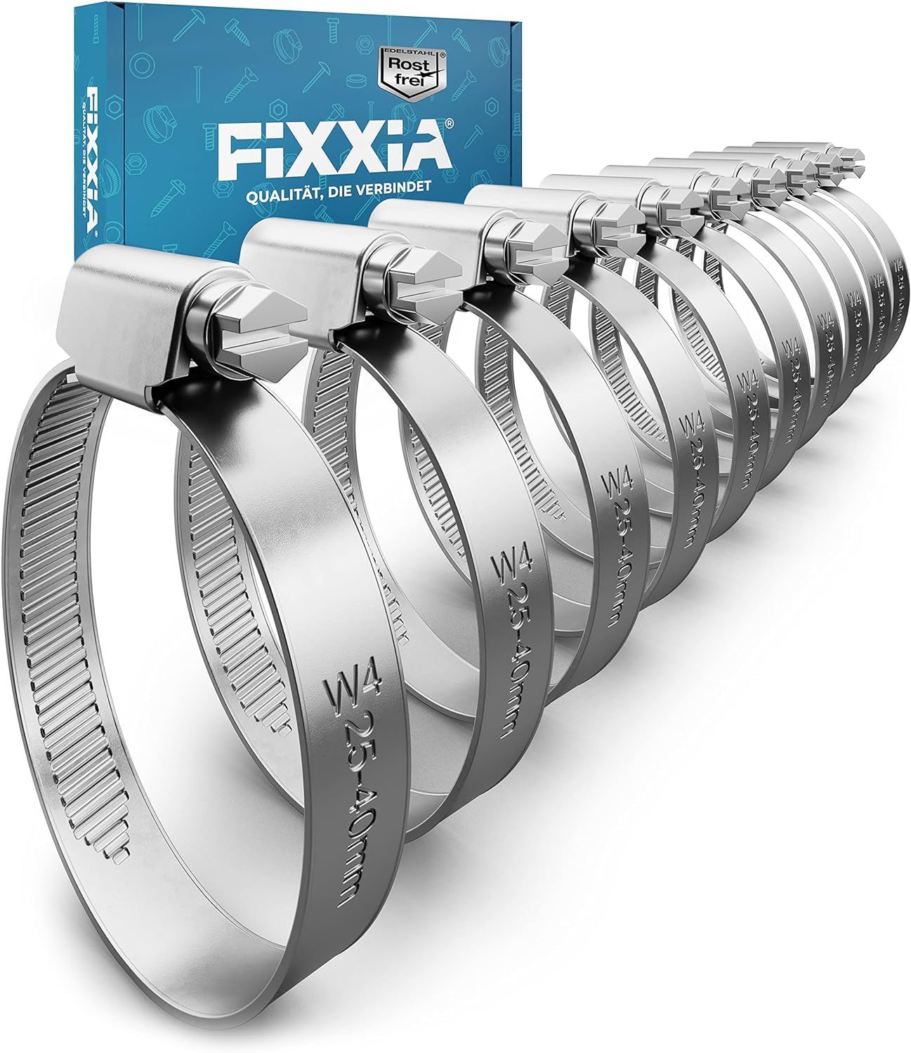 10 fascette stringitubo in acciaio inox, dimensioni a scelta: 8-16 mm, 16-25 mm, 25-40 mm, 40-60 mm, morsetto a vite inossidabile, morsetti per lavatrice, bagno, auto, giardino, piscina