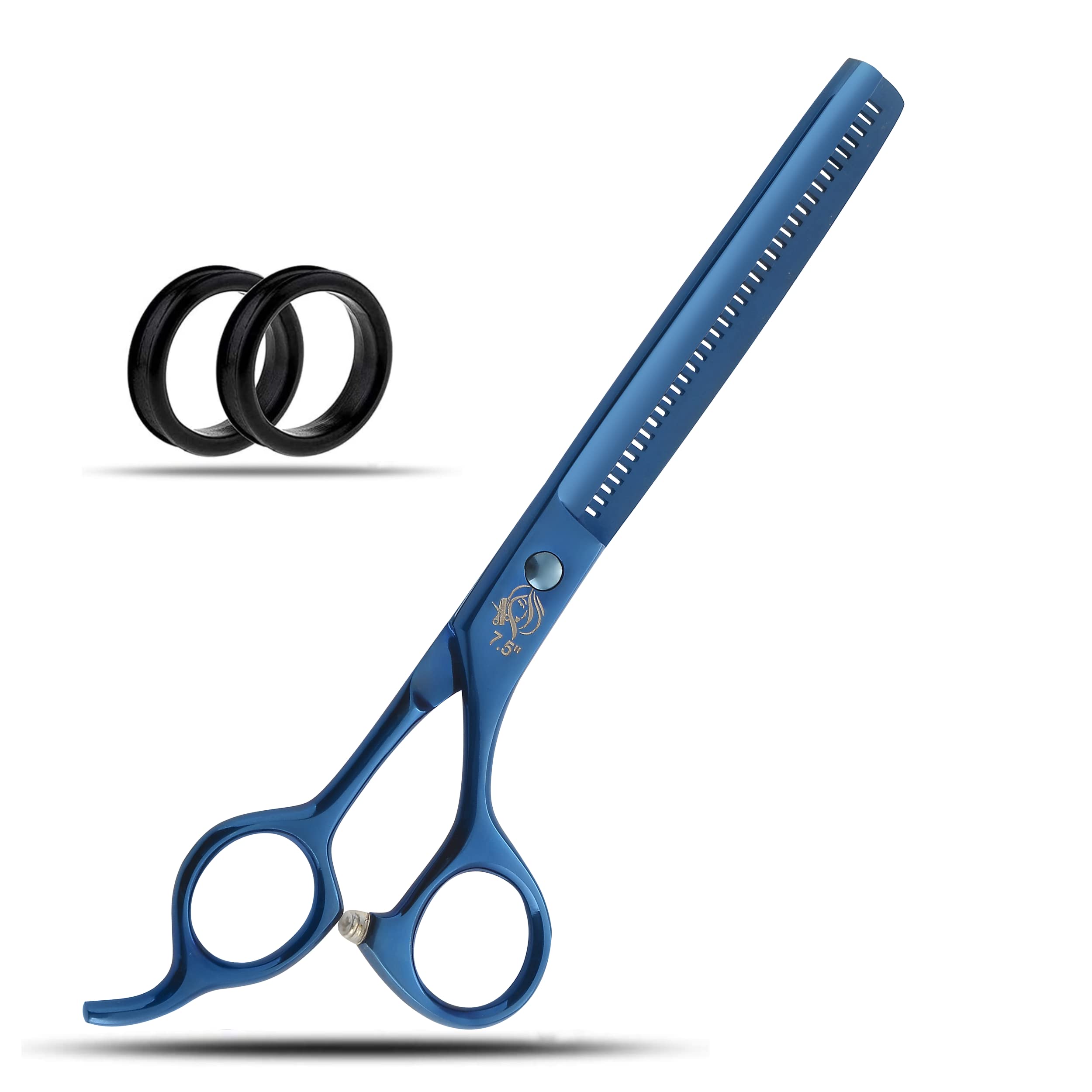 Wishbeauty 7.5-Inch Professional Pet Grooming Scissors – 440C Japanese Steel Shears (Blue, Thinning)
