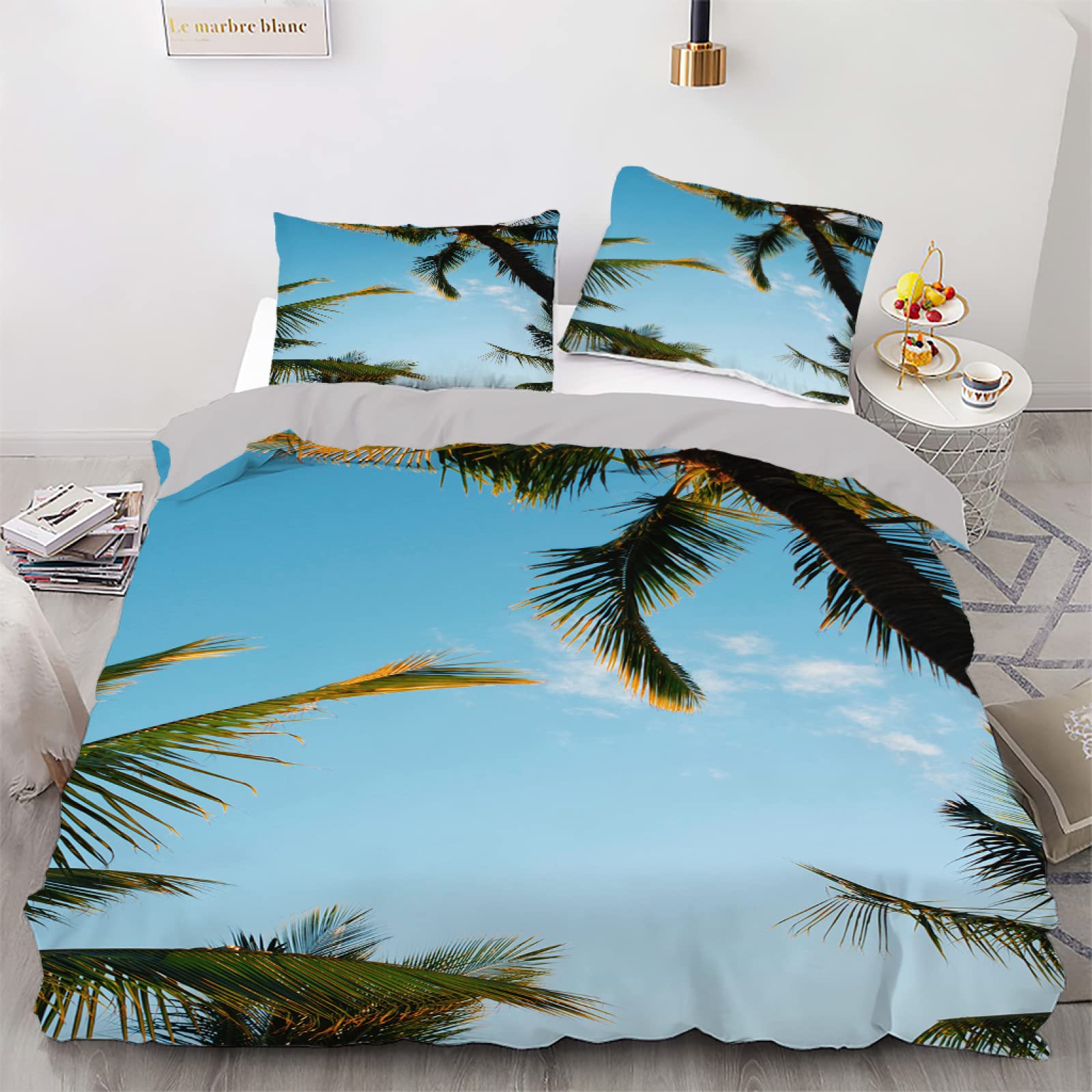 Housse de couette 160x200 ciel bleu pour chambre d'enfant ou ado parure douce avec taies 65x65
