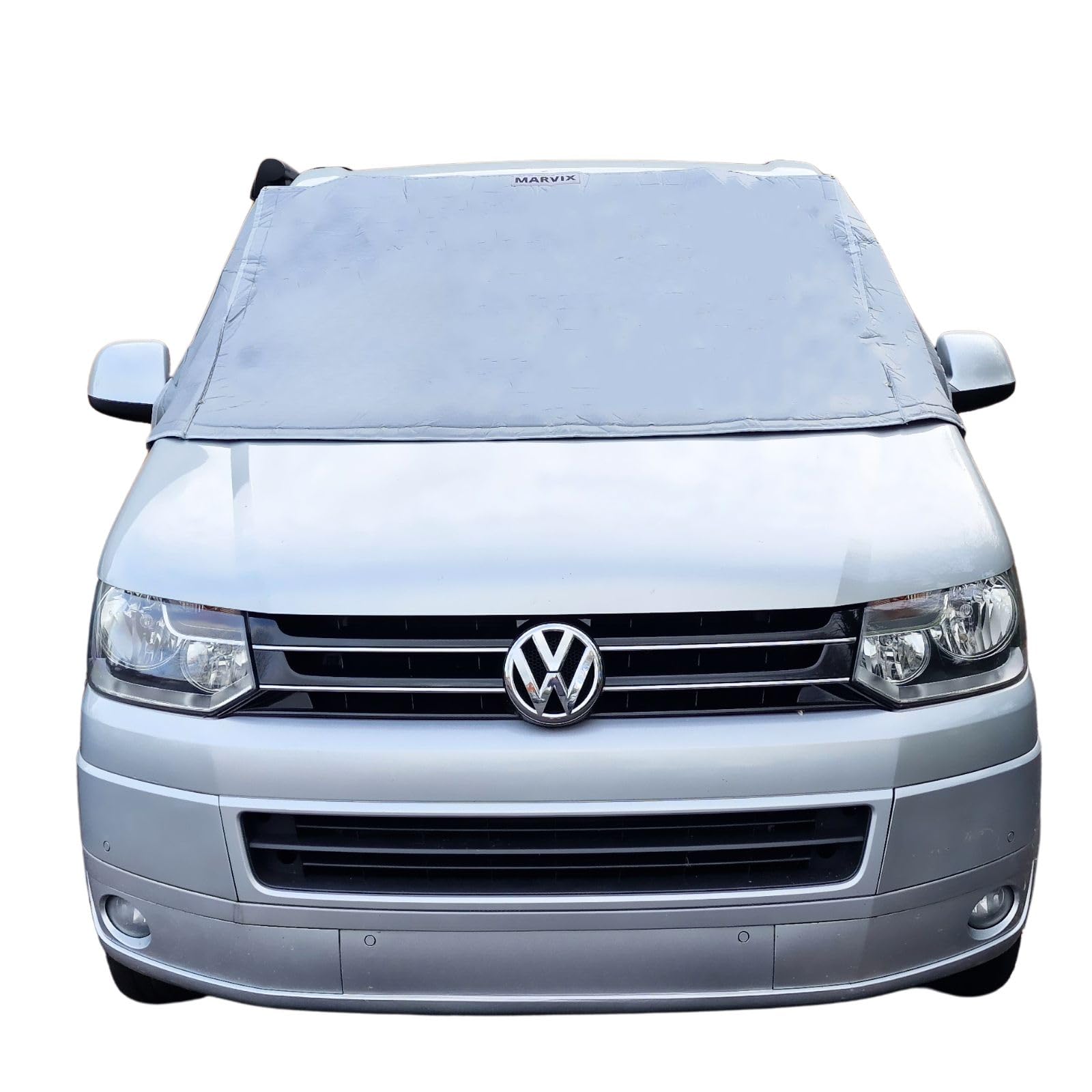 MARVIX VW T5 T6 Thermo-Schutzabdeckung für Außen-Windschutzscheibe Silber-Blenden Premium Mehrschichtiges Material Van-Blackout-Kabine Bildschirm Transporter Wohnmobil