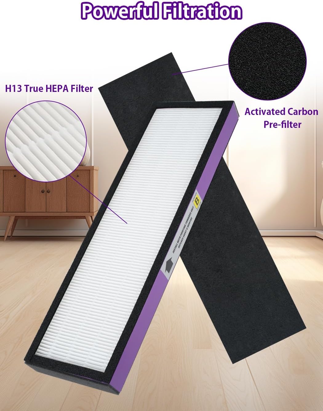 FLT4850PT HEPA Filter B Pet Compatible with Guardian AC4825, AC4850, AC4870, AC4900, AC4300, AP2200 Air Purifiers, 2 Pack H13 True HEPA Filters and 8 Pack Activated Carbon Pre-Filters, #FLT4825