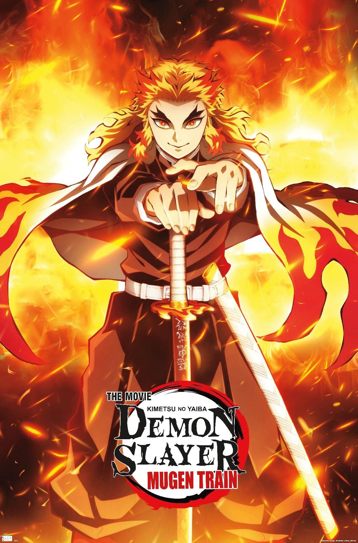 Demon Slayer: Mugen Train - Kyojuro Rengoku One Sheet Wall Poster, 22.375" x 34", Premium Unframed Version