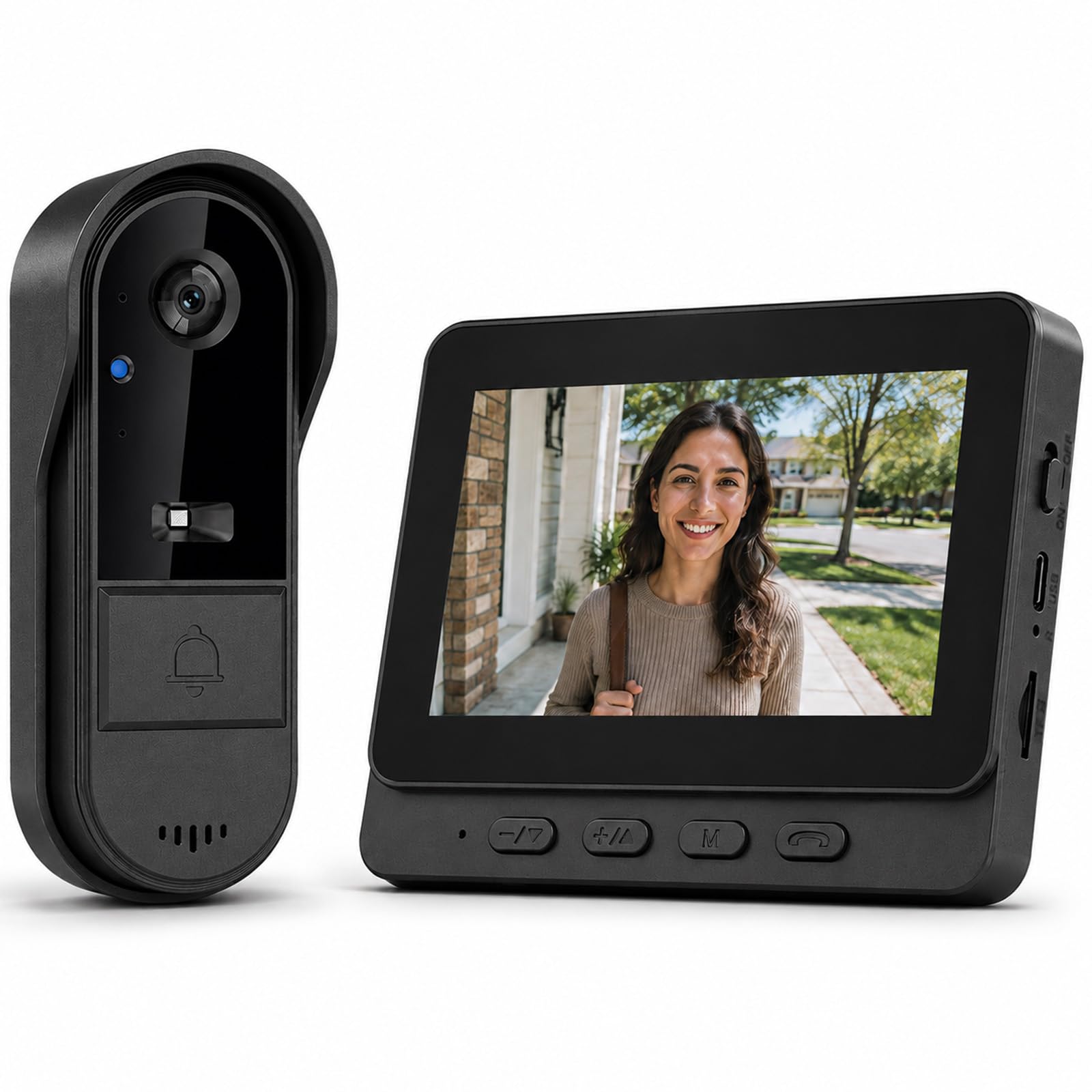 Timbre Inalámbrico con Cámara 1080P, Pantalla IPS de 4,3 Pulgadas, Timbre Inalámbrico Exterior Impermeable IP65, Audio Bidireccional, Visión Nocturna, Video Portero Automatico Alimentado por Batería