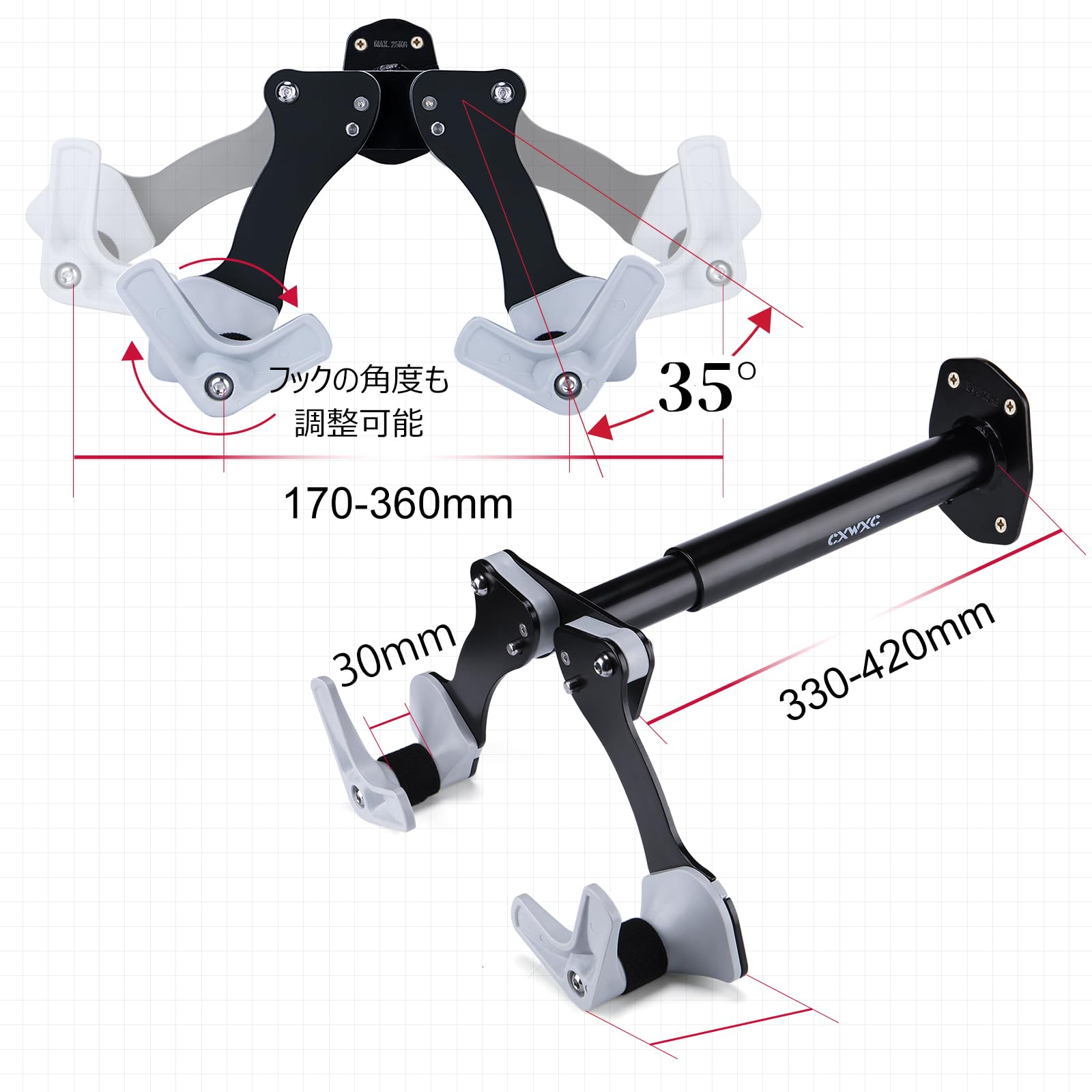 ロードバイク　壁掛けスタンド　鋳物 CXWXC バイクハンガー 自転車 壁掛け フック 横置き 室内用