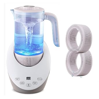 Hydrogen Water Ionizer Machine,Hydrogen Water Pitcher,Hydrogen Alkaline Water Generator Electrolysis Jug,Hydrogen Bottle with SPE and PEM Technology, Balanced pH Water Ionizer with 2 Filter Element.