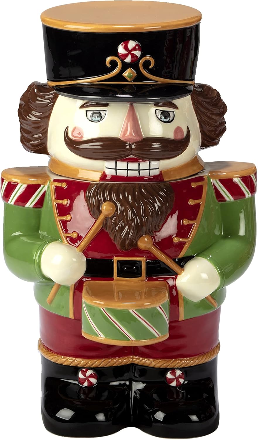Certified International Holiday Magic Nutcracker Cookie Jar, 3D Hand-Painted Ceramic Jar – Festive 56 oz Christmas Kitchen Decor & Candy Canister – Holiday Countertop Display or Gift Idea