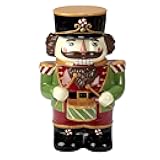 Holiday Magic Nutcracker Cookie Jar, 3D Hand-Painted Ceramic Jar – Festive 56 oz Christmas Kitchen Decor & Candy Canister – Holiday Countertop Display or Gift Idea