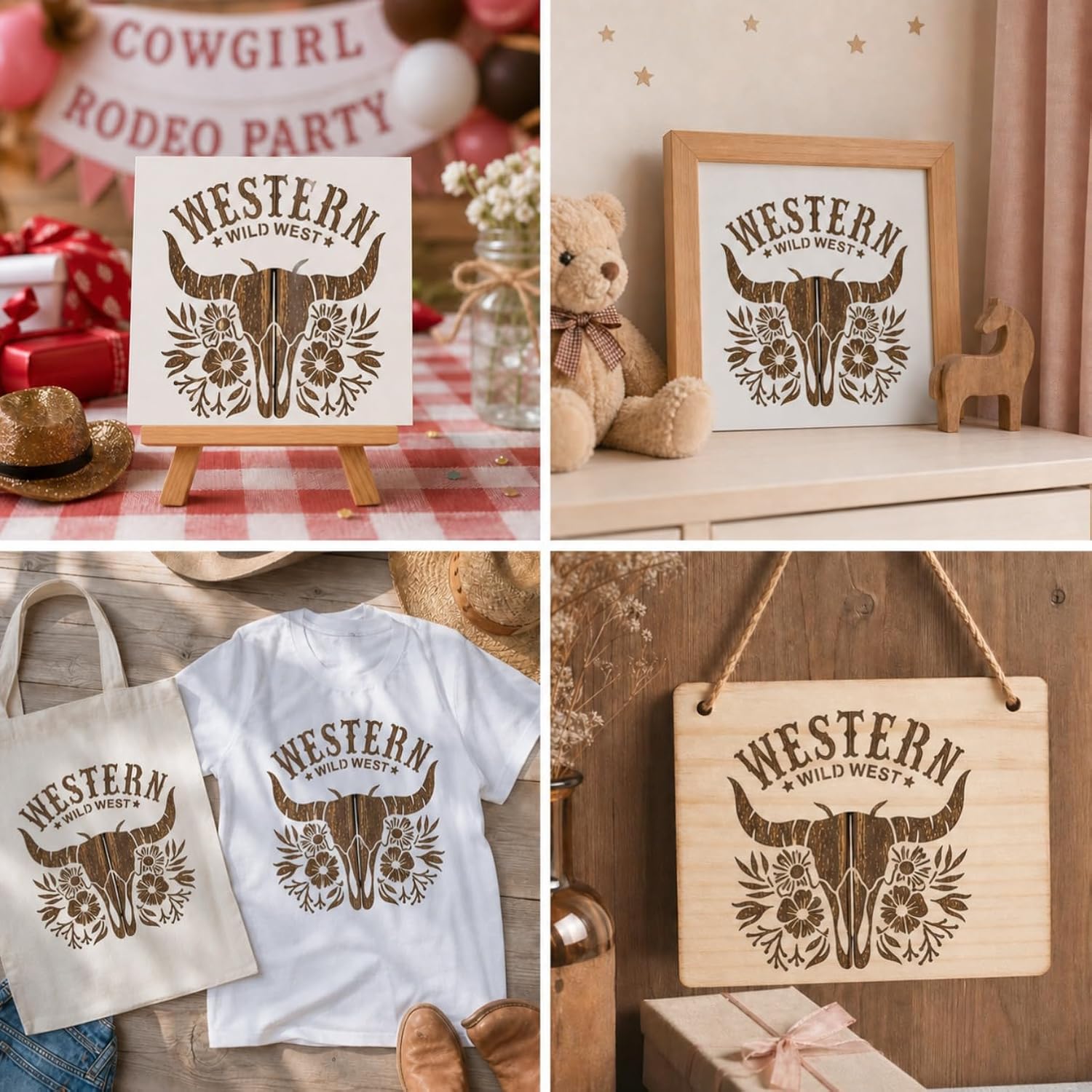 16 Cowgirl Stencils for Western Party Signs, Rodeo Gifts, Journals, Tags