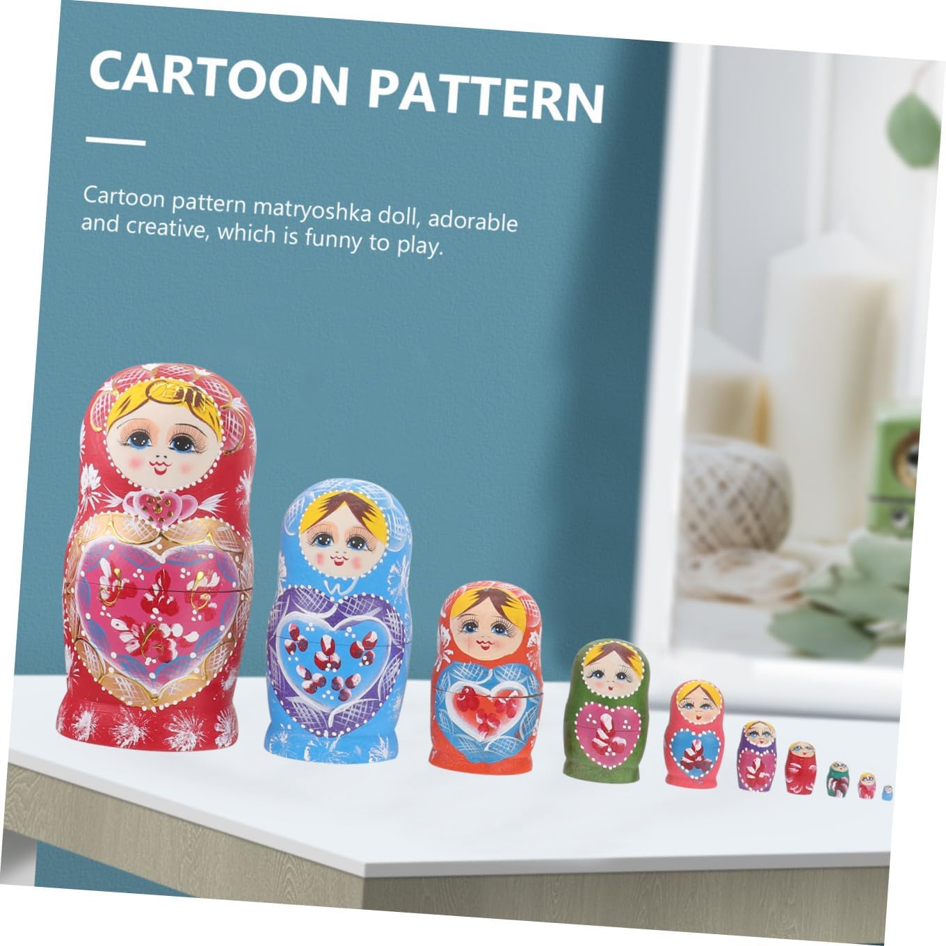Kisangel 1 Sets Nesting Dolls Decor Layers Wooden Matryoshka for Home Craft Decoration Adorable Plaything with Delicate Design for Collectors