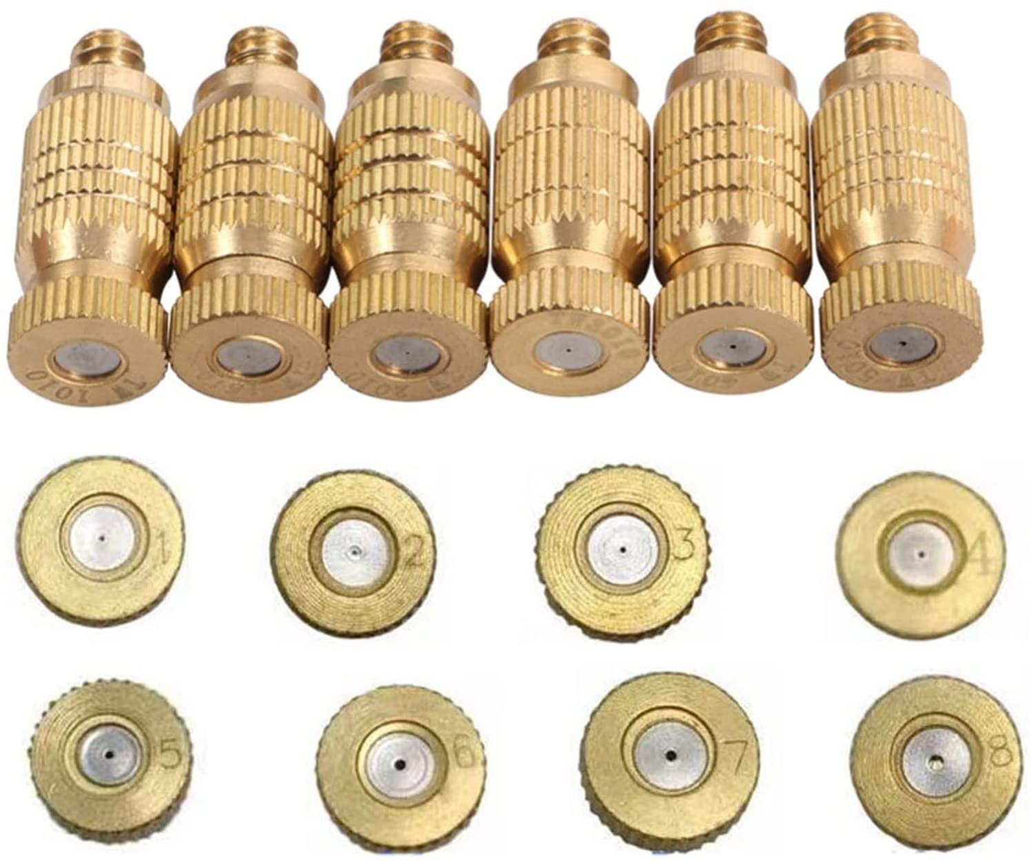 10Pack Hoge druk Messing Verneveling Nozzles met 1/4 Interface Quick Connector, Mister Nozzles voor Koelsysteem, Mist Nozzle Atomizing Mister Sprinkle voor Patio Tuin Sproeier Irrigatie naar