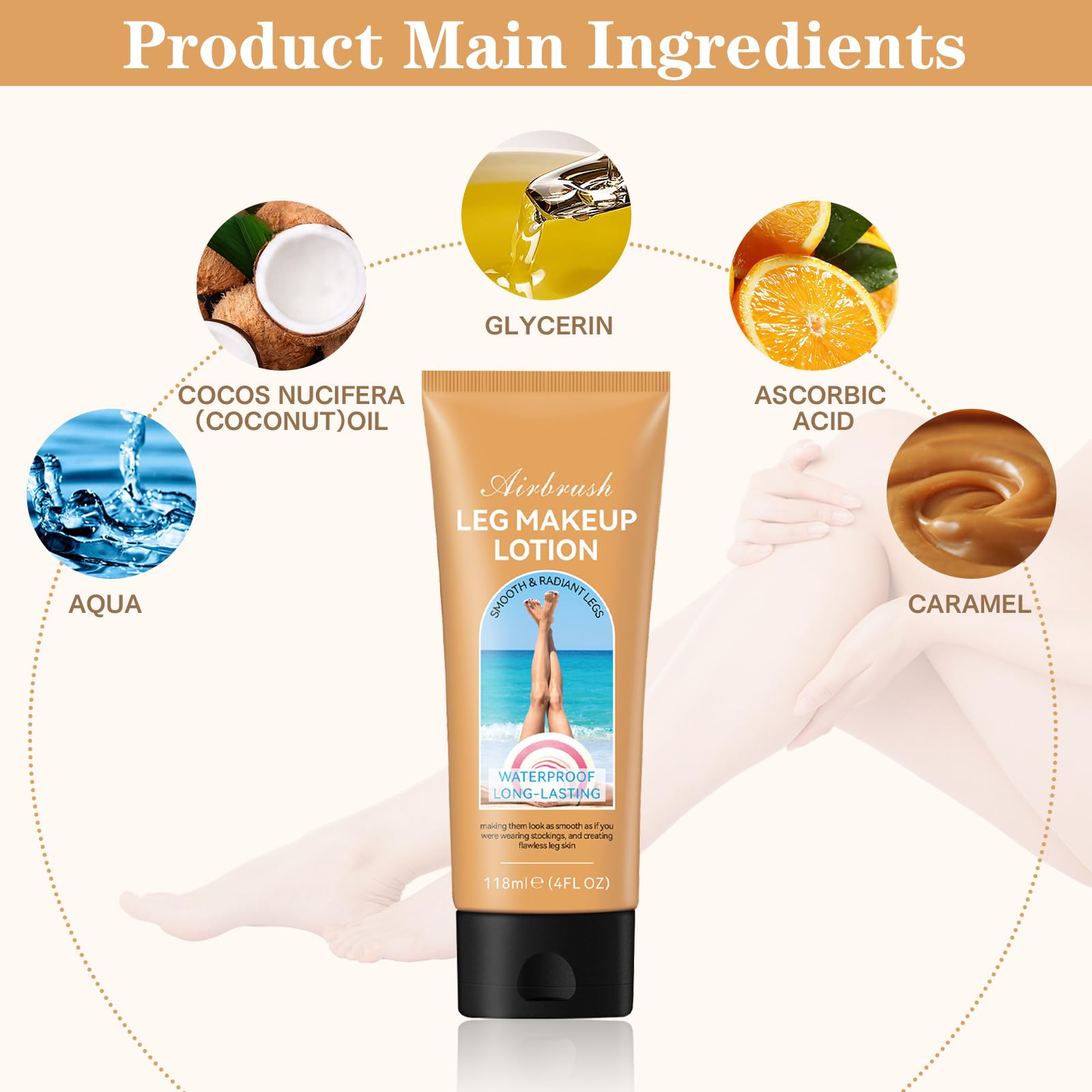 Trucco Gambe Impermeabile, Perfezionatore Vene Varicose, Correttore Copertura Completa