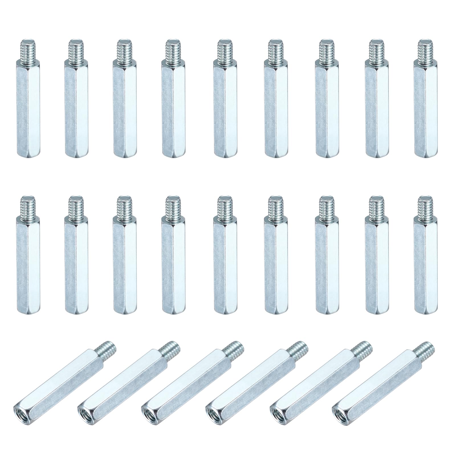 PATIKIL 48pcs M4x25mm+6mm Male Female Hex Standoff, Zinc Plated Iron PCB Motherboard Spacer Standoffs for Computer Cases Circuit Boards FPV Drone Quadcopter, Silver
