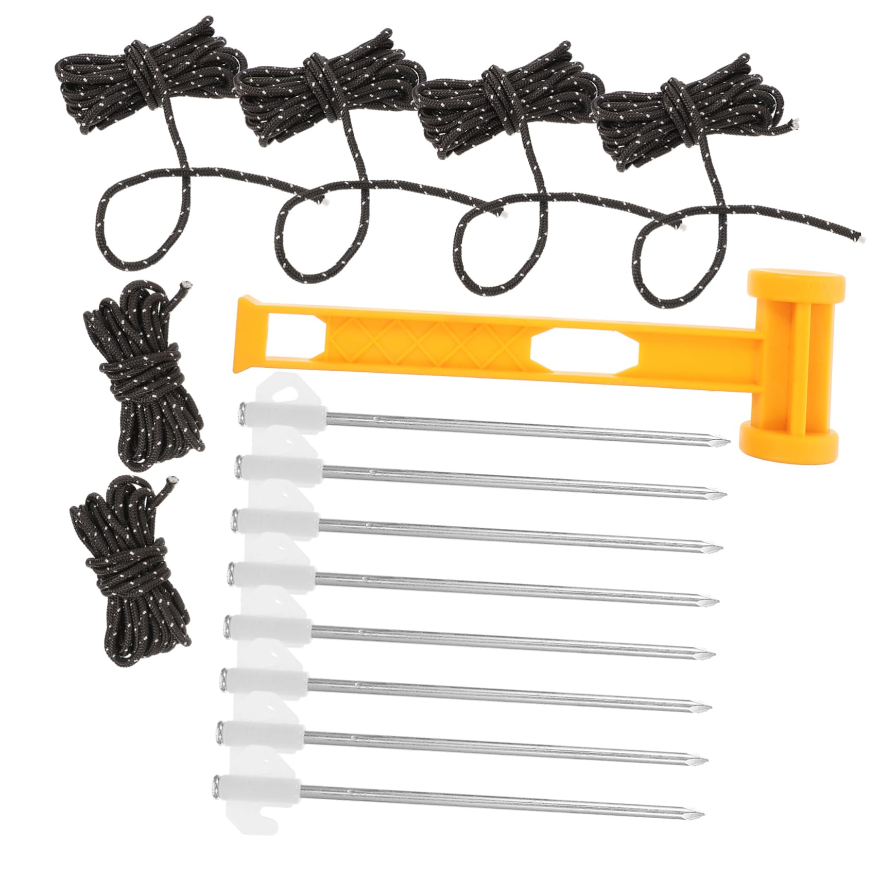 Toddmomy Kit D’Accessoires de Camping pour Tente, Piquets de Sol en Plastique, Corde en Nylon, Design Lisse, Coupe-Vent, Paquet de Rangement