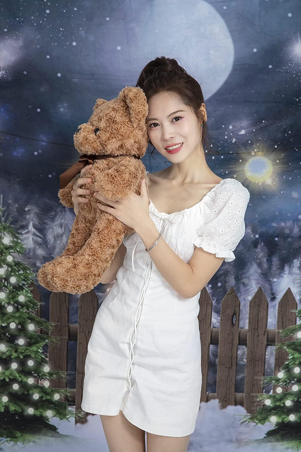 Best Deal Kate 10x10ft Christmas Background Night Scene Xmas Backdrops for Photoshoot Pine Trees White Snow Photo Shooting Props Best Deal Product Kate 10x10ft Christmas Background Night Scene Xmas Backdrops for Photoshoot Pine Trees White Snow Photo Shooting Props