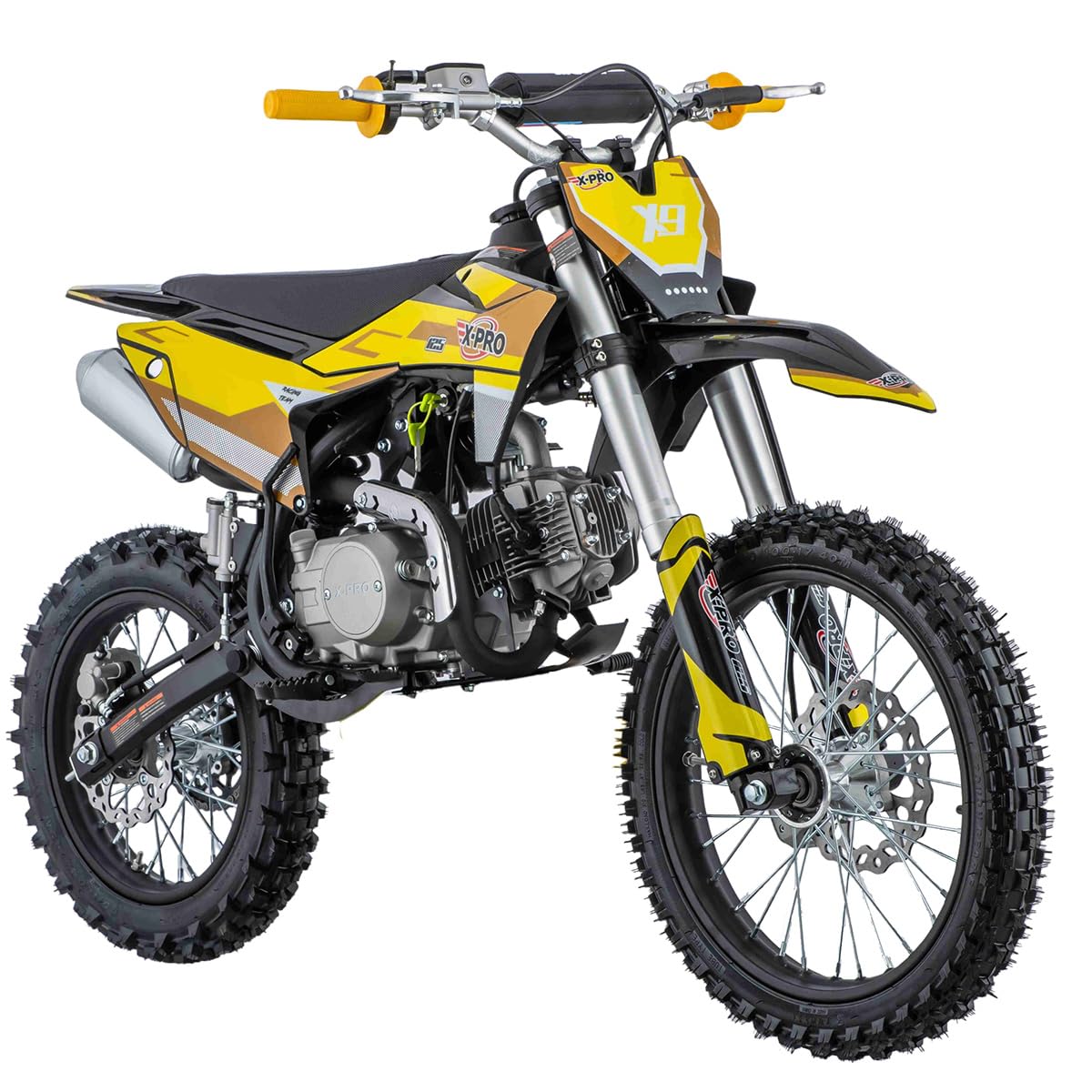 - X-PRO X9 125cc Dirt Bike Adults Pit Bike 125 Pitbike,Big 17"/14" Tires! (Yellow)