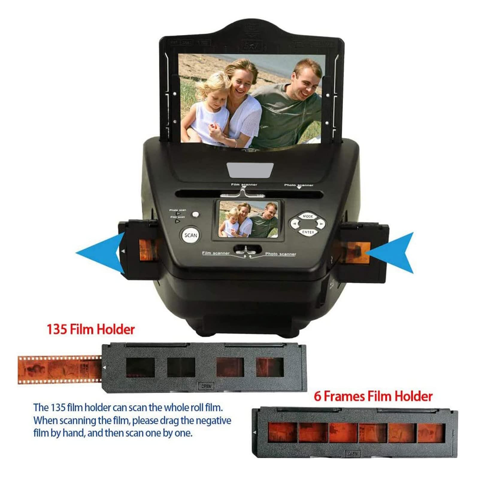 Scanner per Diapositive e Foto con Schermo LCD da 2,4", conversione di Negativi ad Alta risoluzione, Diapositive e Negativi a Colori e in Bianco e Nero da 35 mm/135, pellicole fotografiche
