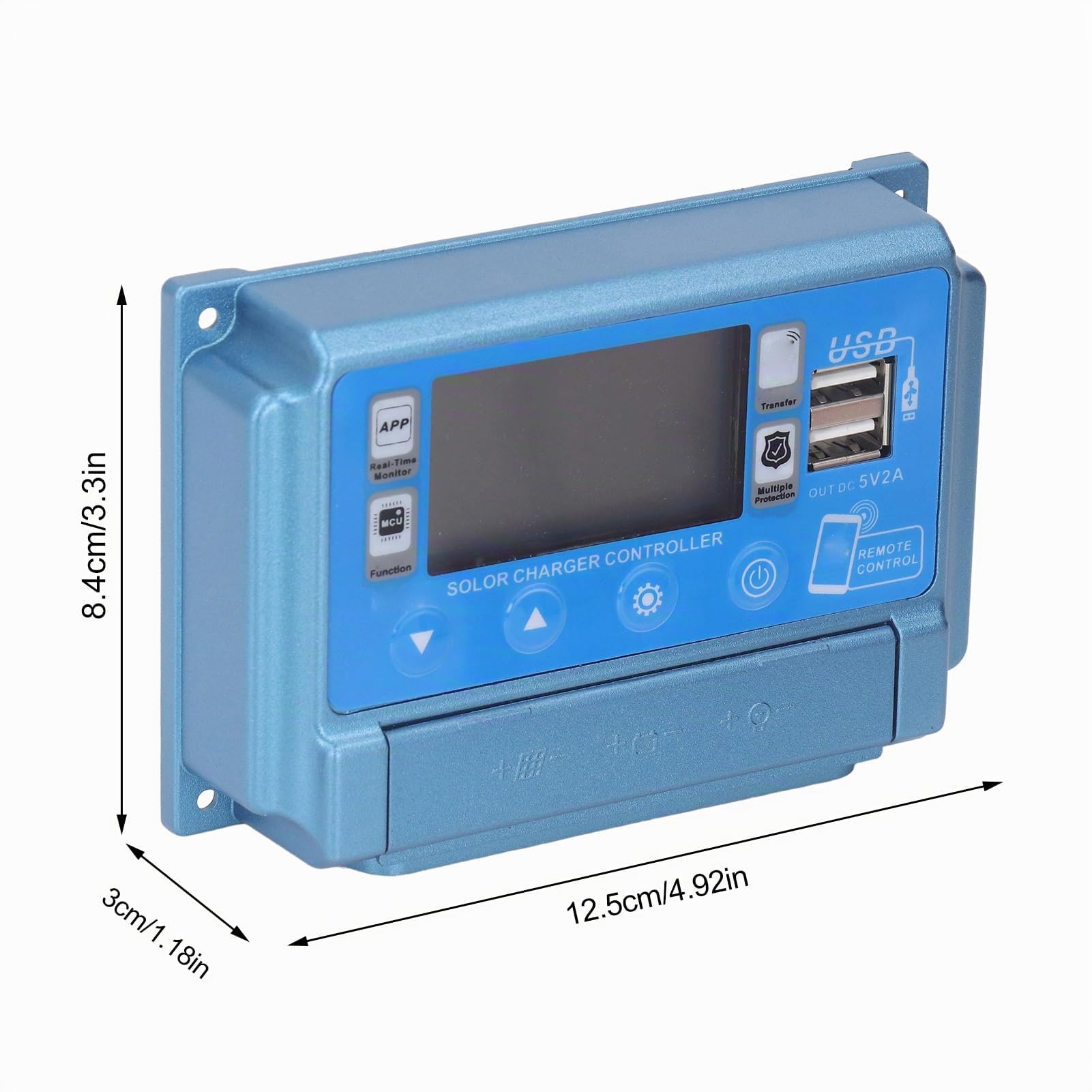 MPPT-Solarladeregler, 12 V, 24 V, 36 V, 48 V, 60 V, Solarpanel, Intelligenter Regler mit LCD-Display, Dual-USB-Anschluss, Automatische Timer-Einstellung, Bluetooth (60A)