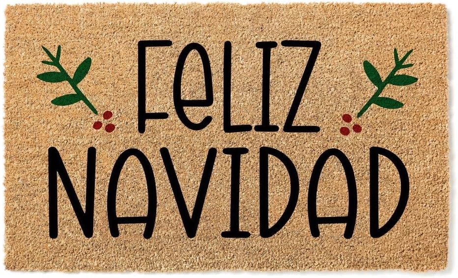 Feliz Navidad Door Mat | Christmas Doormat | Winter Decoration | Welcome Mat | Premium Quality, Thick 100% Coir Coconut Husk Front & Made in The USA - Doormat Brand (18x30)