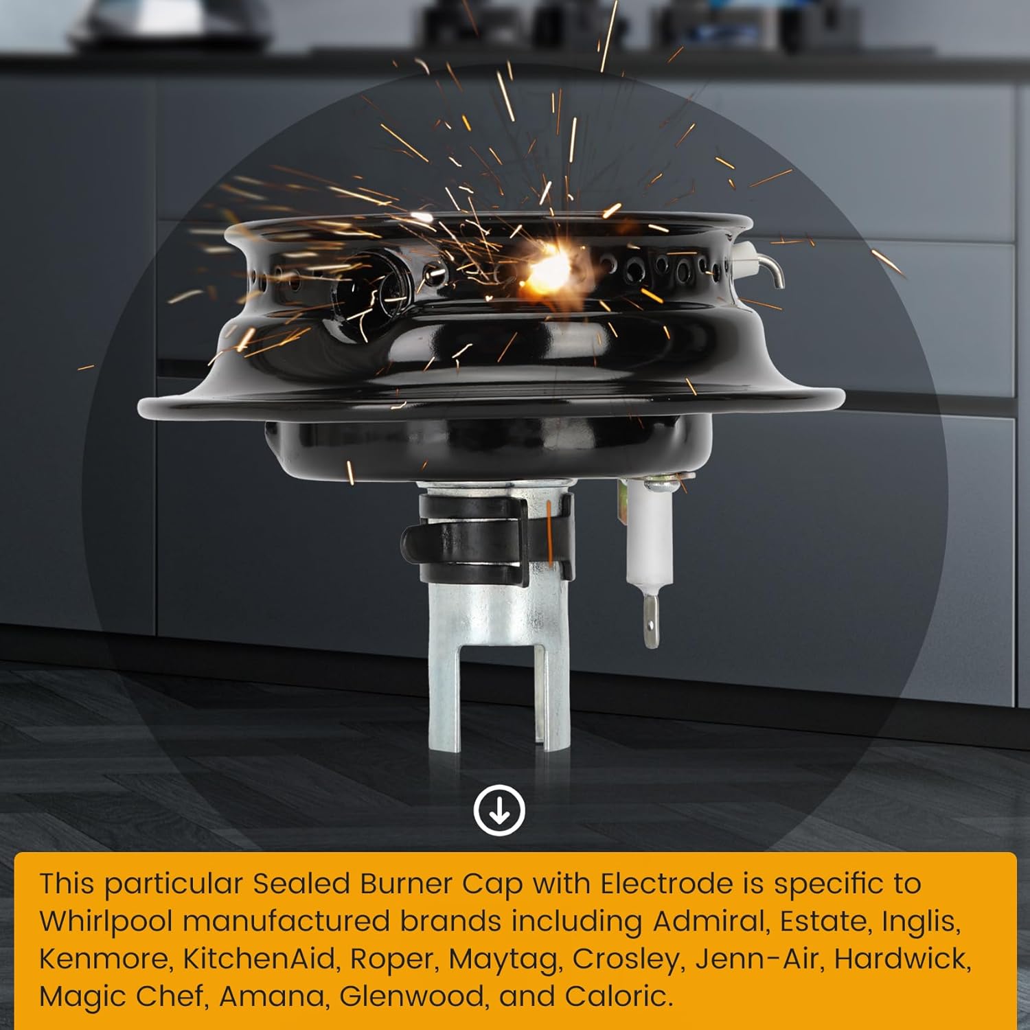 2025 NEW Upgrade 3412D024-09 Gas Range Sealed Burner Head & Igniter Assembly Replacement Part，suitable for Magic Chef and Maytag series, replacing 74003963, 12500050, WP3412D024-09, 3412D018-09
