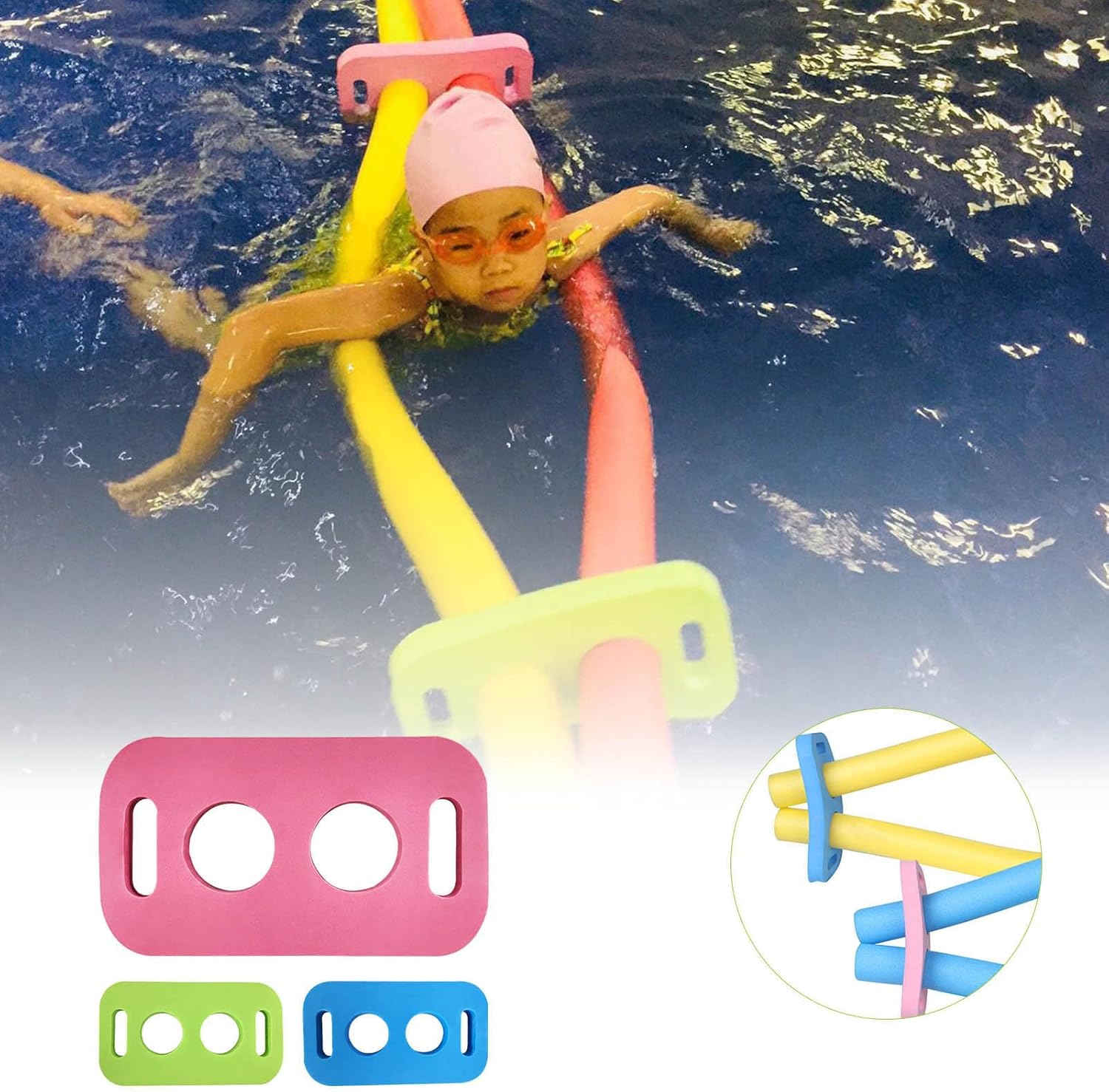 Pool Noodle Connector | 3 Piece Pool Noodles Colorful Connector | Heavy-Duty Non-Slip Accessory for Training Tool Lake Diving Backyard Party River