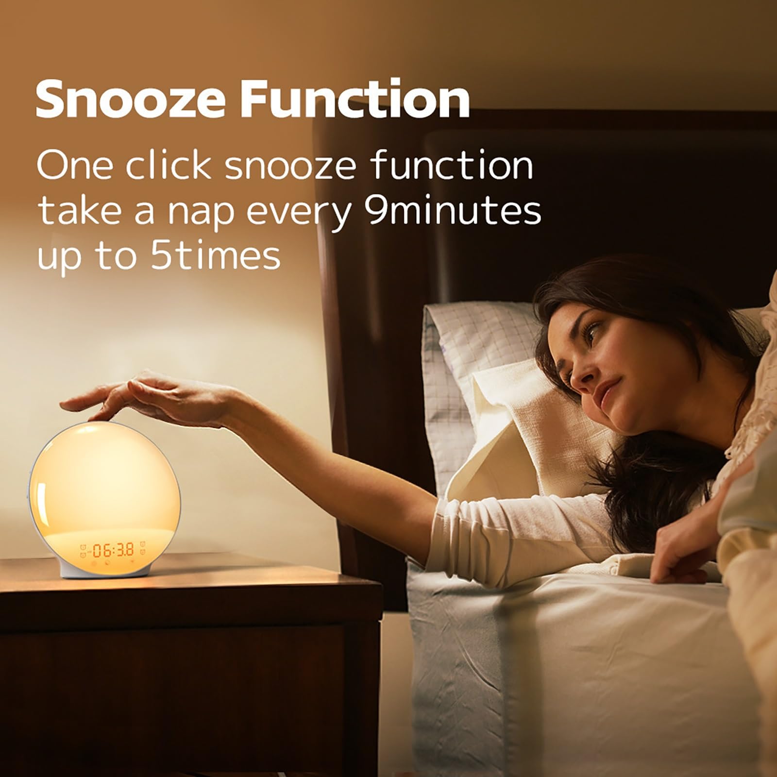 Sveglia Wake Up Light Sunrise, Luce D'atmosfera con 7 Colori Cangianti E Suoni Naturali, Generatore Di Rumore Bianco per Camera Da Letto, Funzione Snooze
