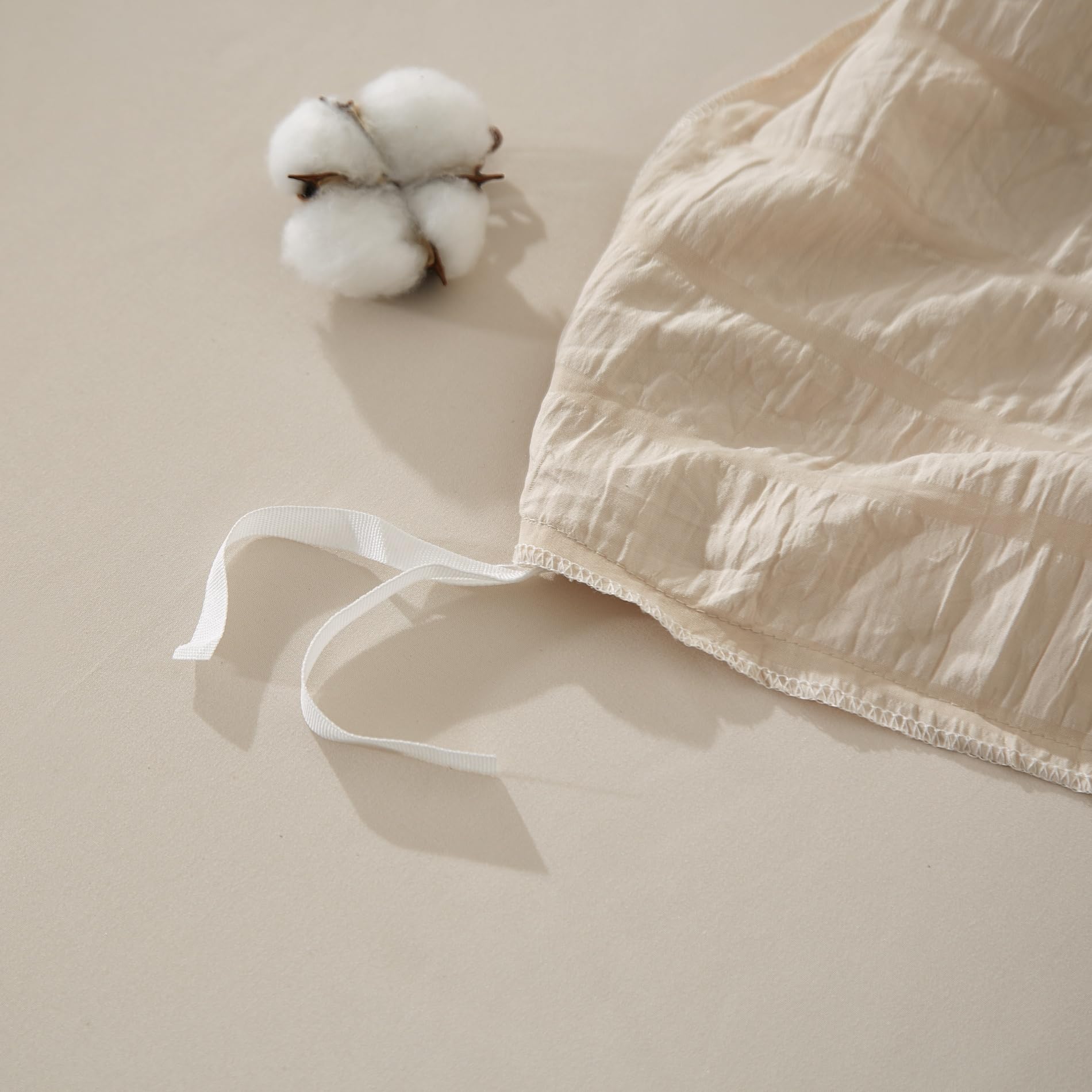 set di biancheria da letto in seersucker, 220 x 240 cm, beige a righe, stile moderno, 3 pezzi, in microfibra, morbido, traspirante, con copripiumino e 2 federe da 80 x 80 cm, con cerniera