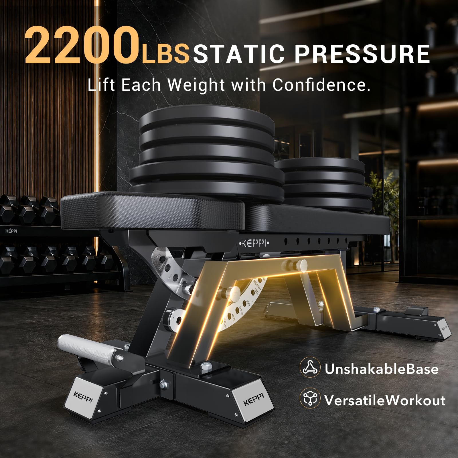 Bench6000 Weight Bench, Commercial Grade FID Workout Bench | 2200lb Flat Capacity, 11 Back&8 Seat Specialized Angles for Serious Lifters, 97lb Frame Weight with above 1 Gauge Support