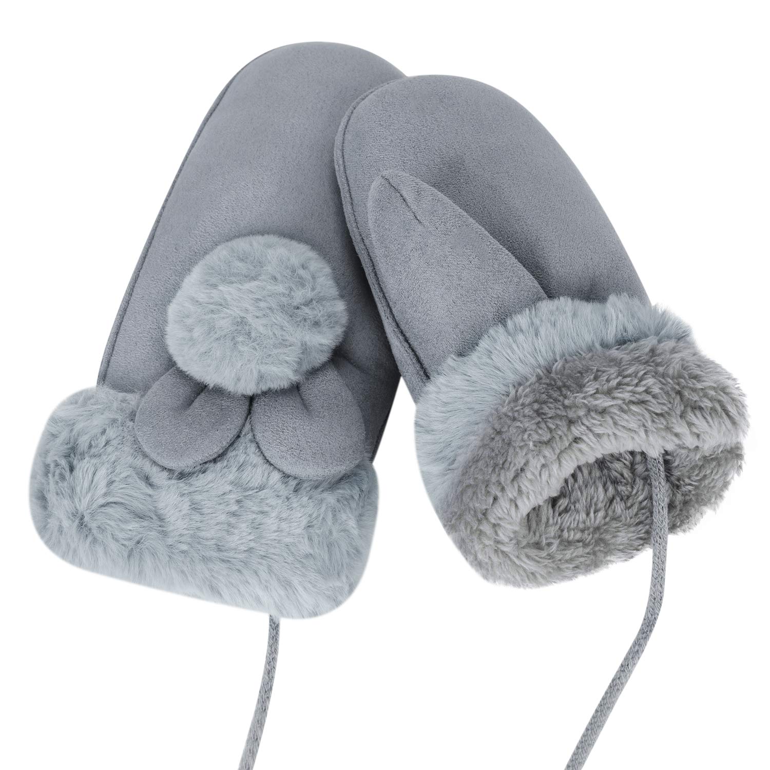 Moufles D'Hiver Femme ITODA - Gants Chauds Tricotés Laine Anti-Vent Pour Ski Et Extérieur