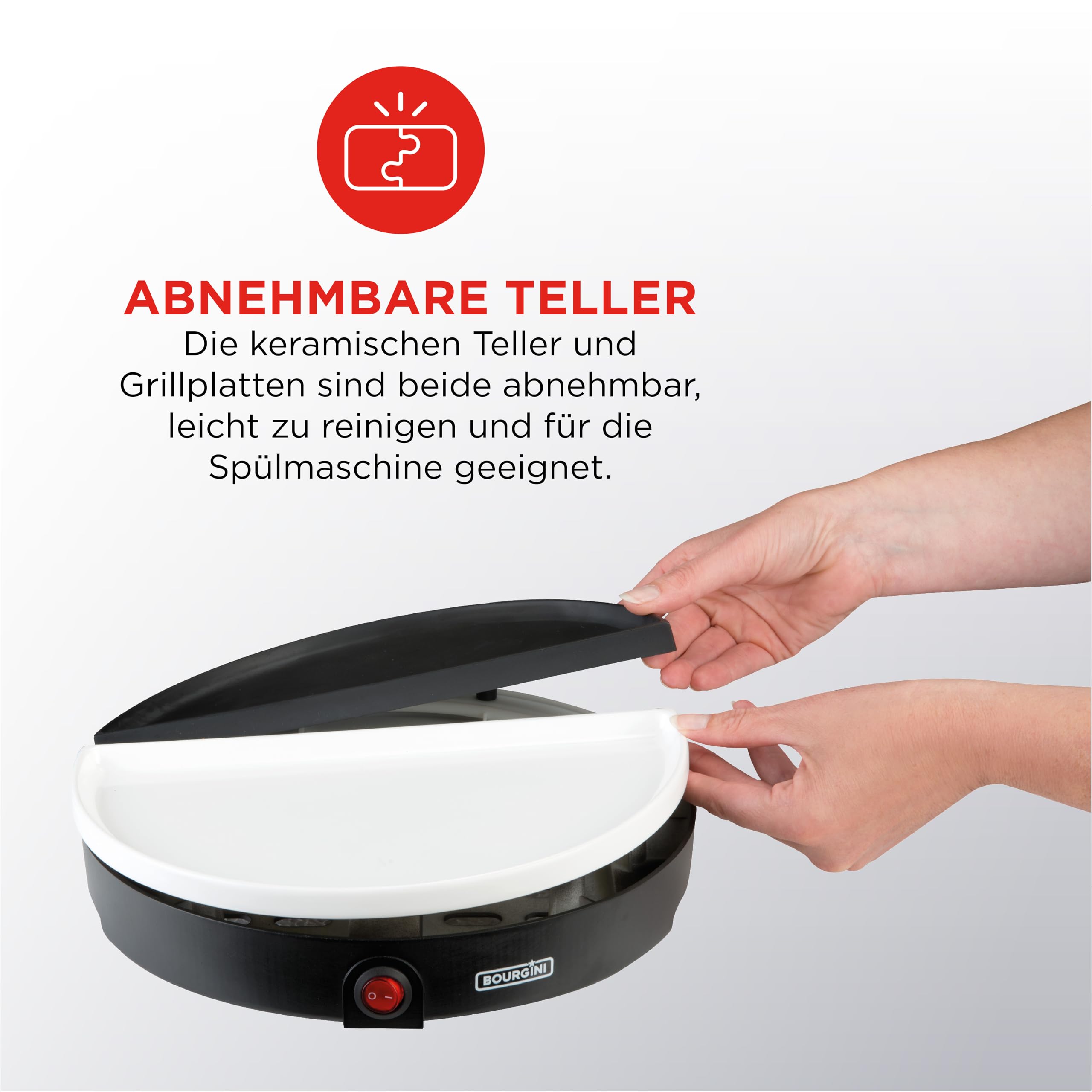 Chef's Dinnerparty - Raclette Grill weiß - Elektrogrill - Innengrills & raclettes - Gourmet-Set für 4 bis 5 Personen - PFAS Frei